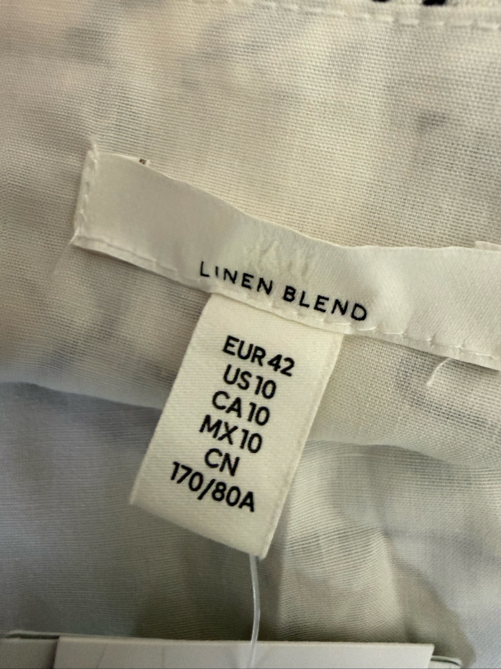 White & Black Floral Print Linen Blend Skater Skirt UK 14 Flared Summer Skirt image 4