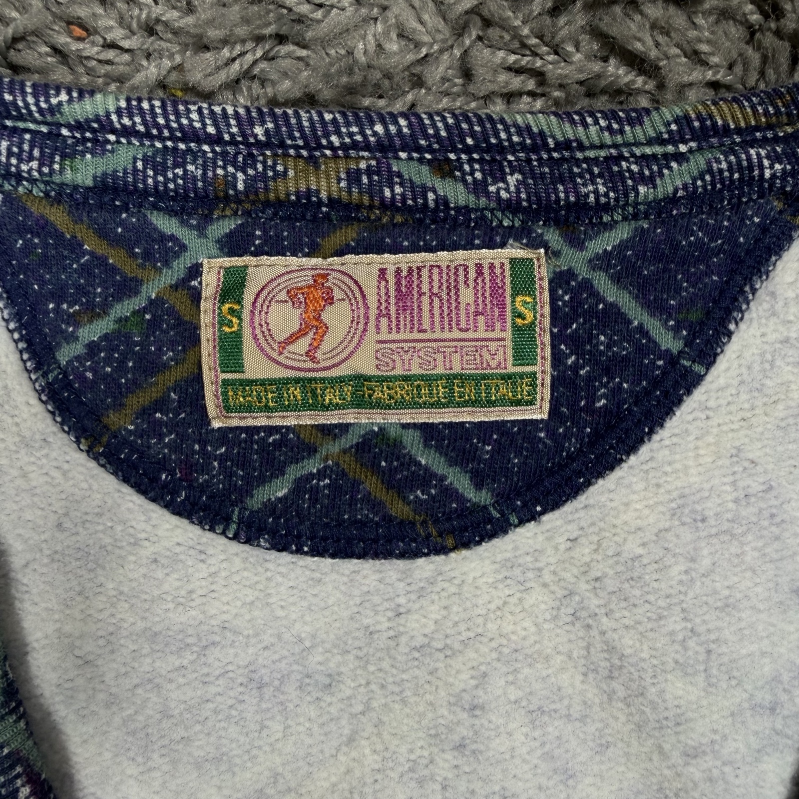 American System Vintage Blue Check Cardigan Small Embroidered Patch image 4