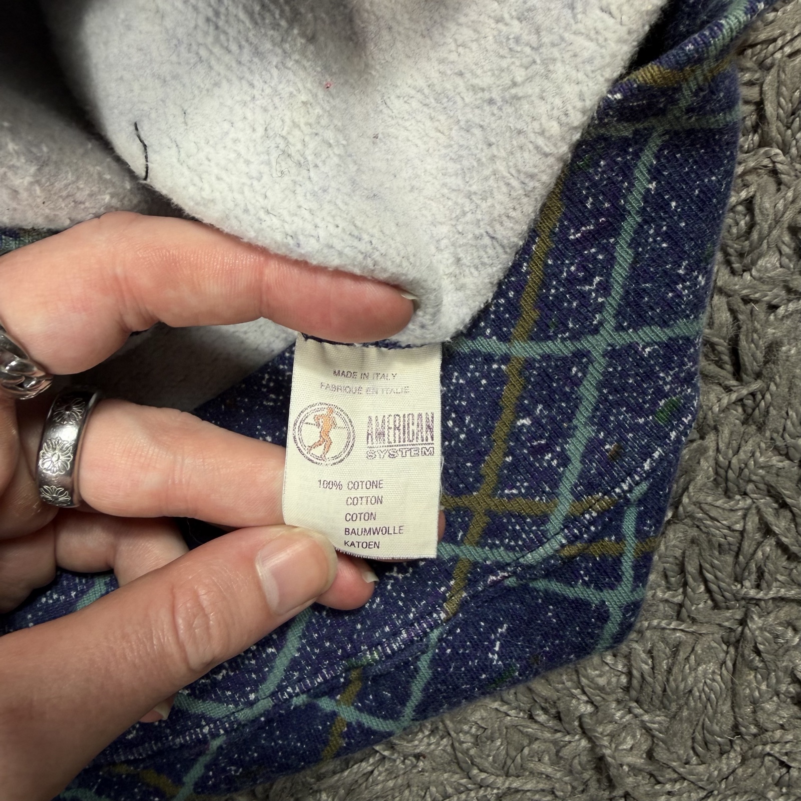 American System Vintage Blue Check Cardigan Small Embroidered Patch image 6