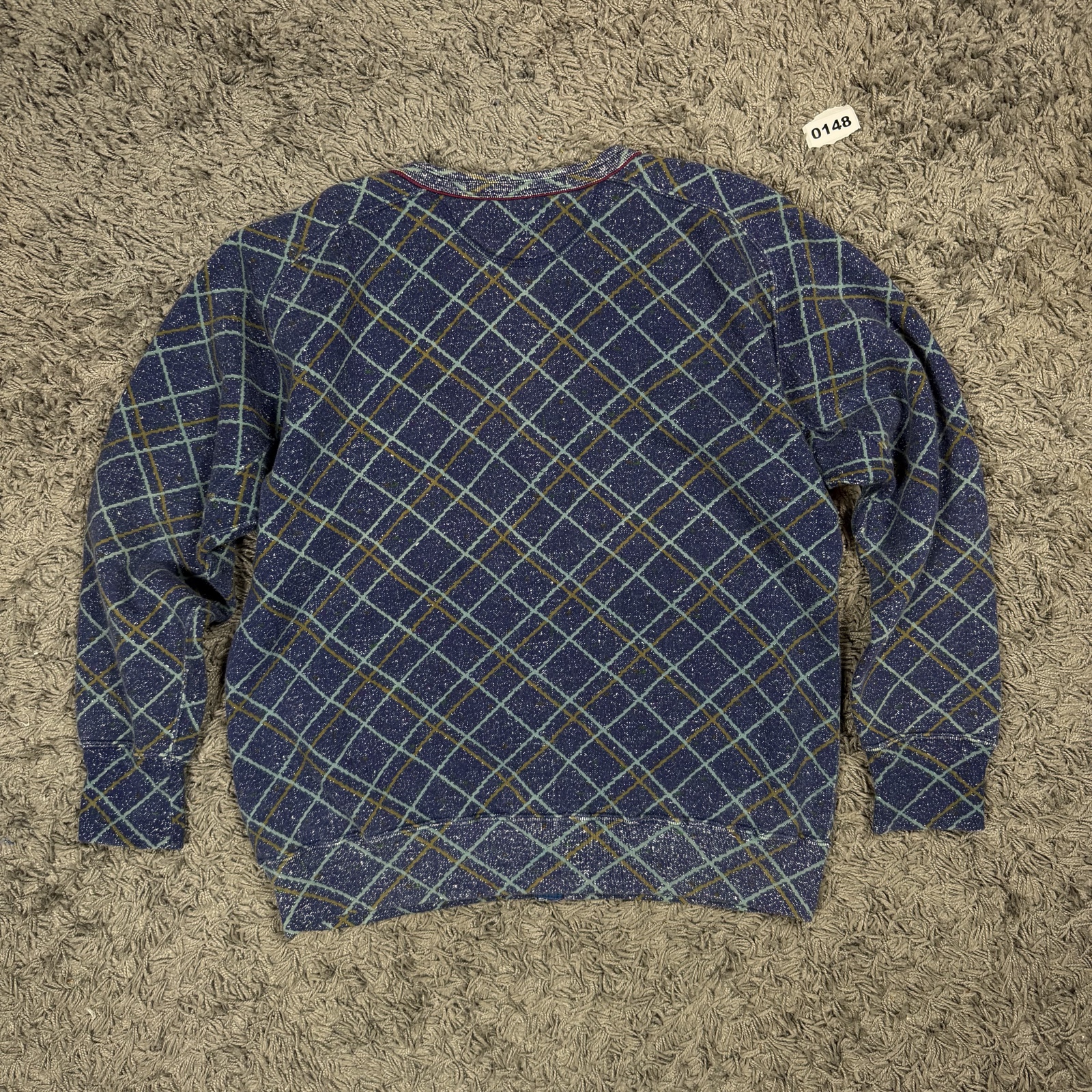 American System Vintage Blue Check Cardigan Small Embroidered Patch image 7