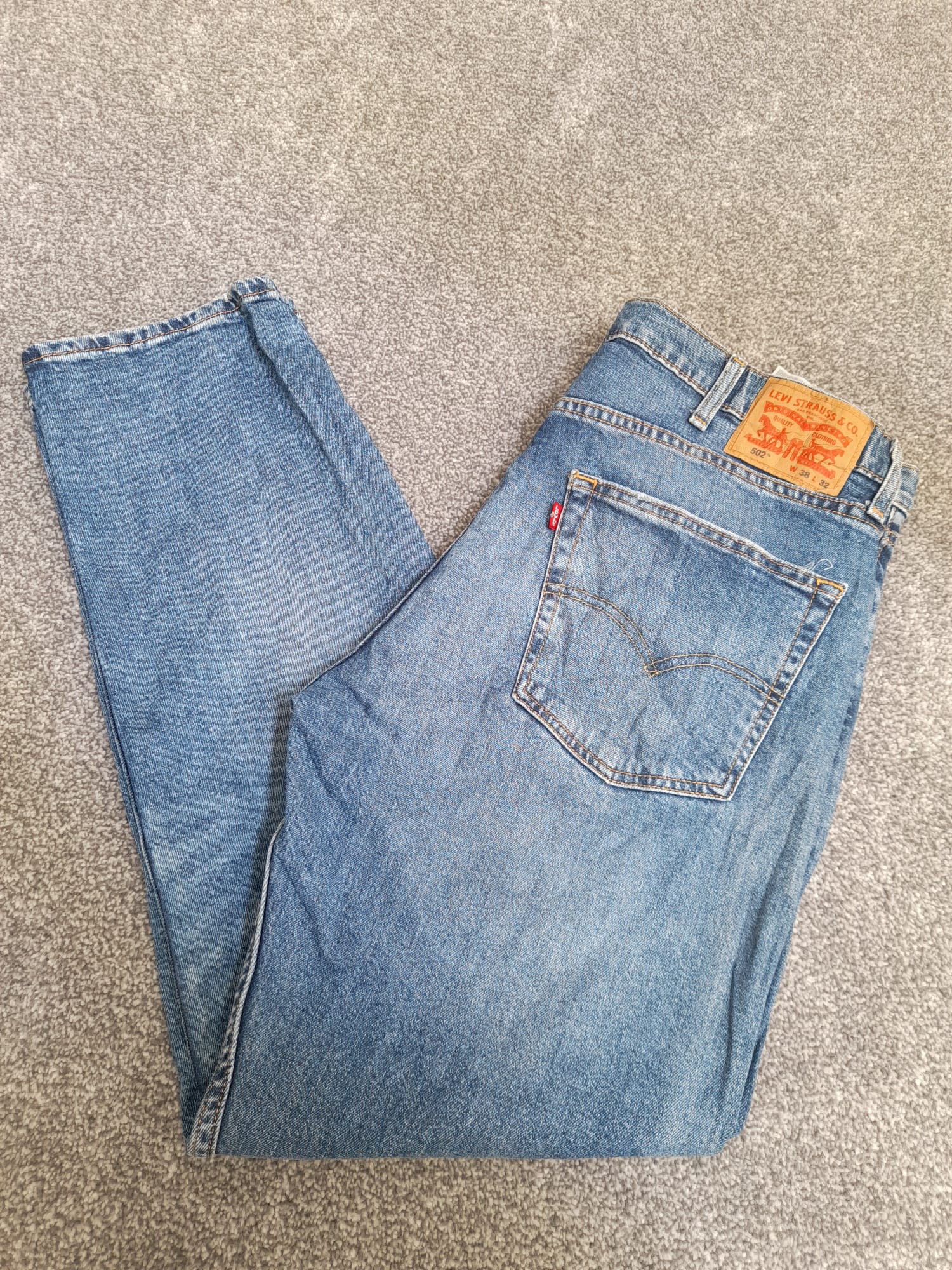 Levi's Blue Red Tab Denim 502 Regular Taper Fit Jeans 38" image 2