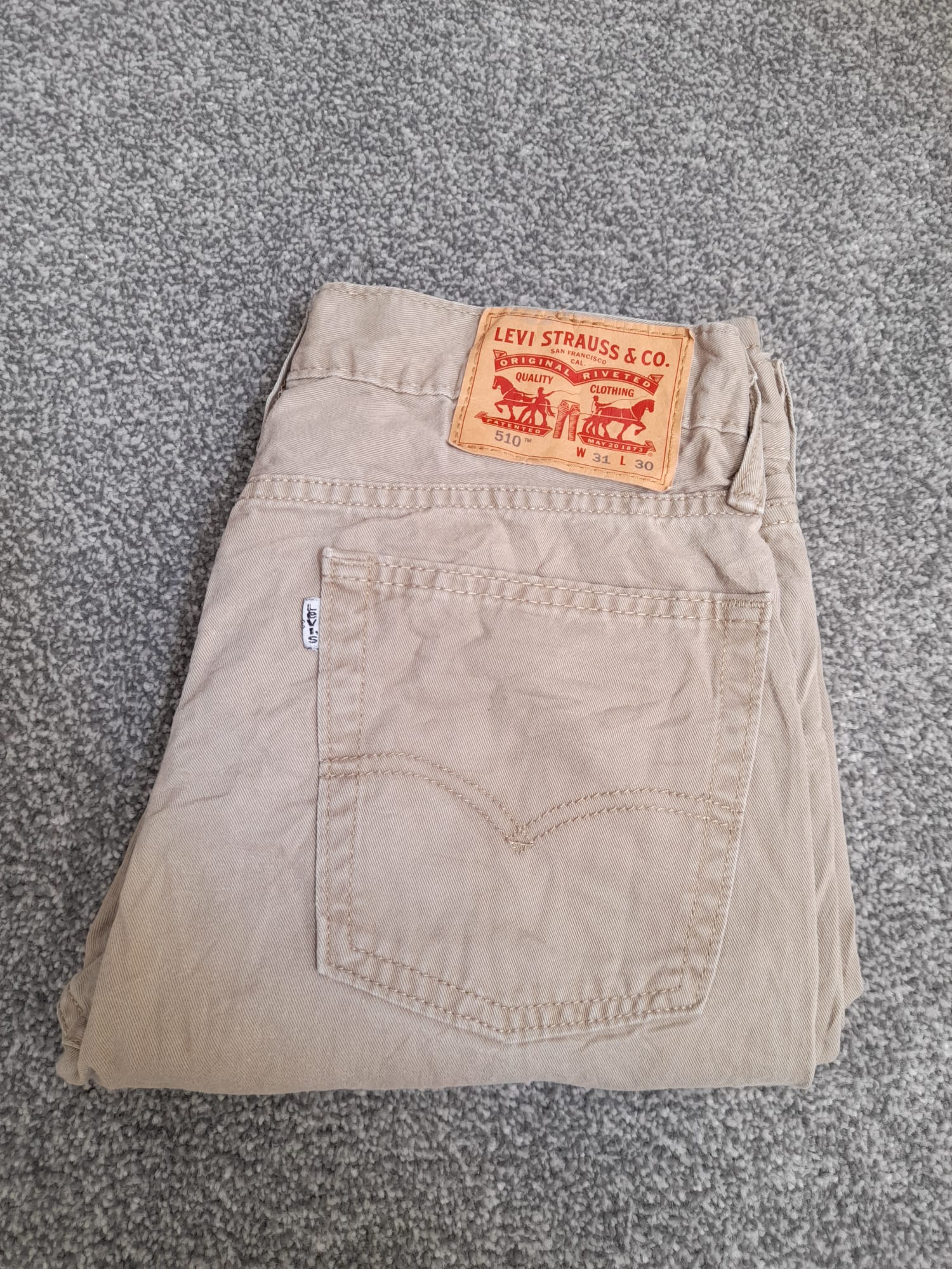 Levi's Beige 510 Skinny Fit Jeans White Tab 31" image 2