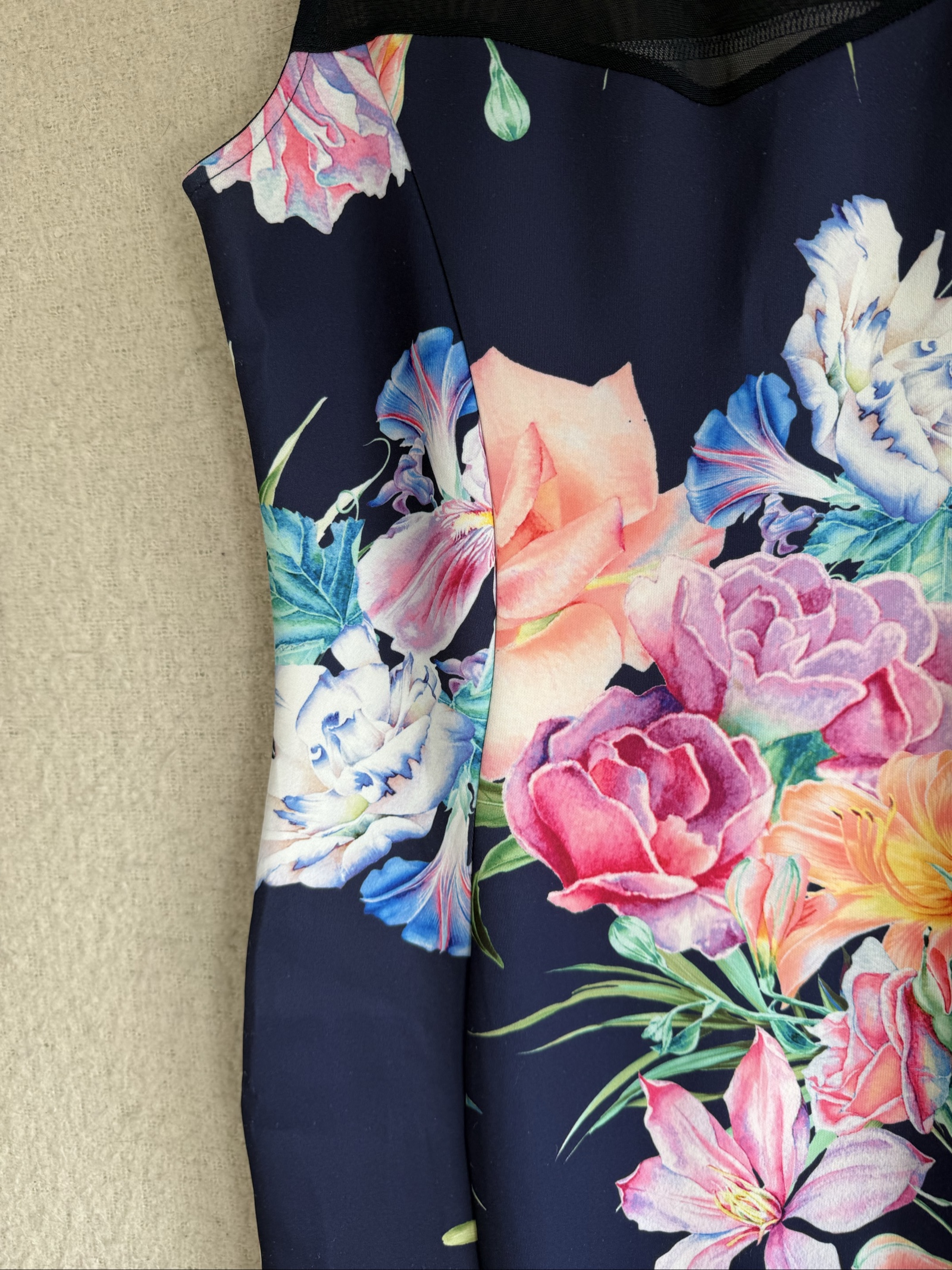 Quiz Navy Floral Sleeveless Mesh Panel Pencil Dress UK 14 Elegant Occasion image 5