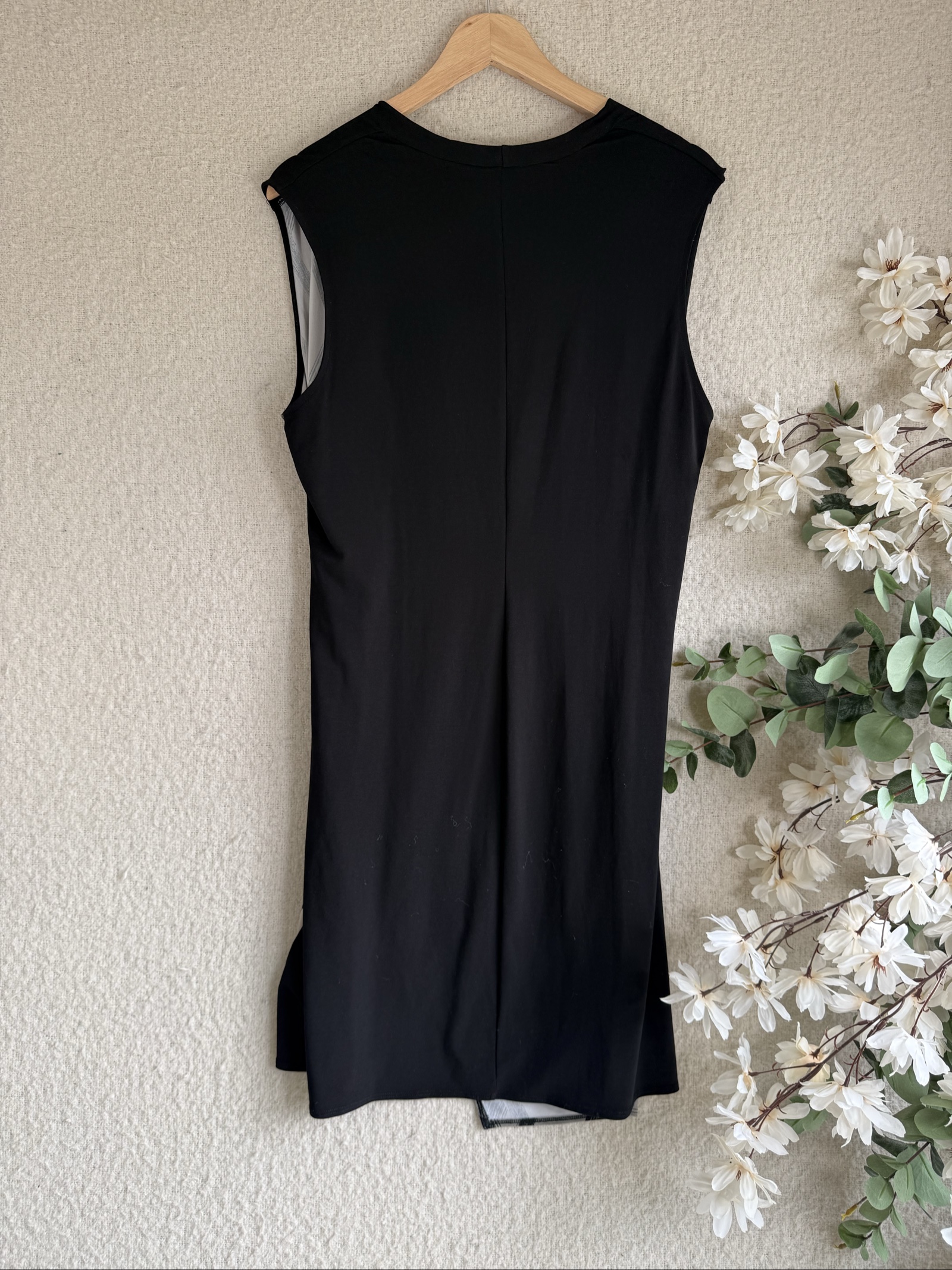 DKNY Black & Grey Patterned Wrap Dress UK XL Elegant Office Wear Stylish image 4