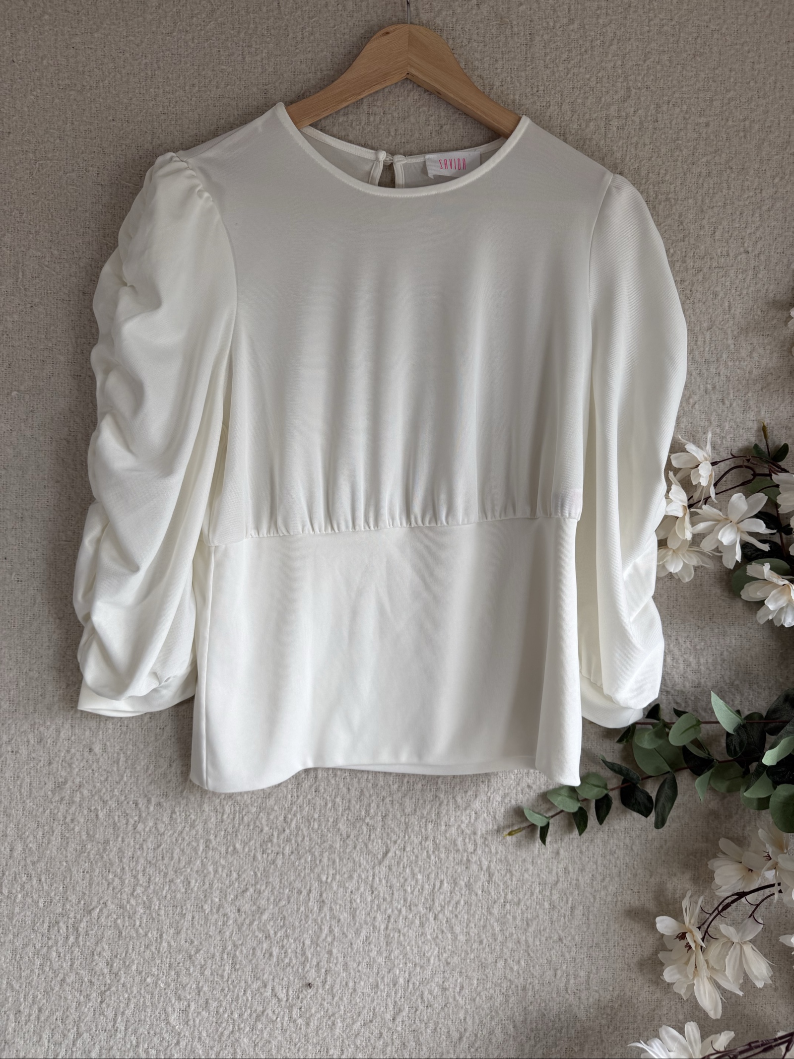 Savida White Puff Sleeve Blouse UK Small Elegant Stylish Casual Top