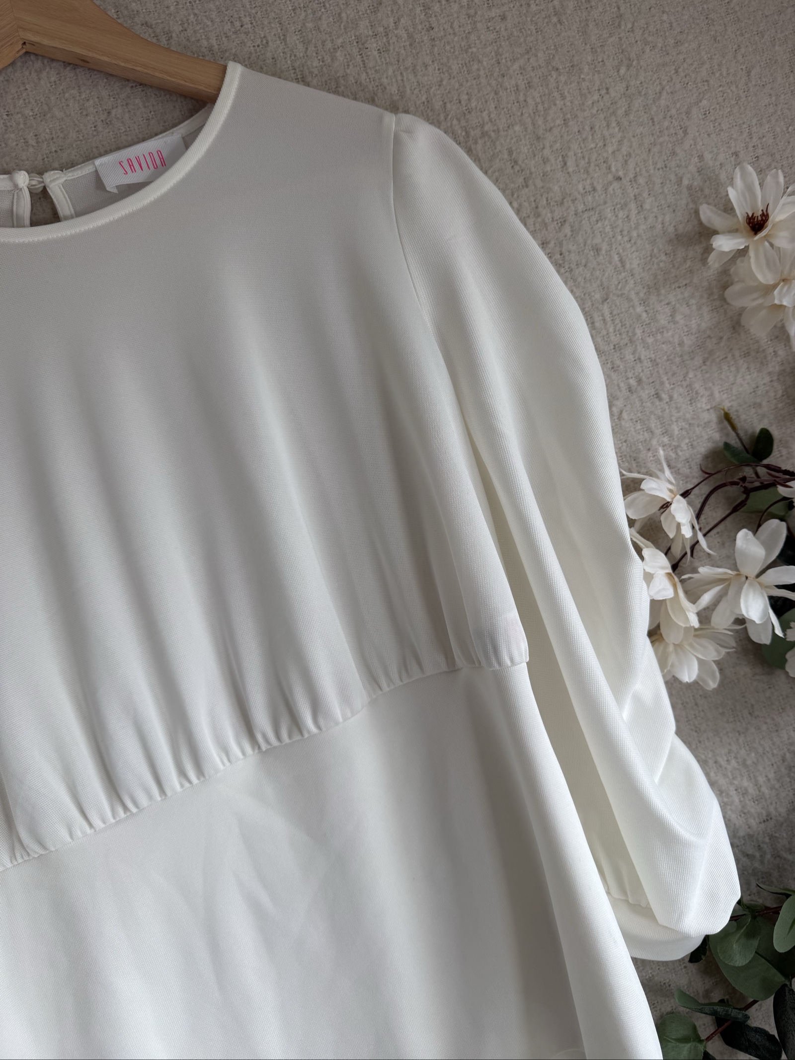 Savida White Puff Sleeve Blouse UK Small Elegant Stylish Casual Top image 3