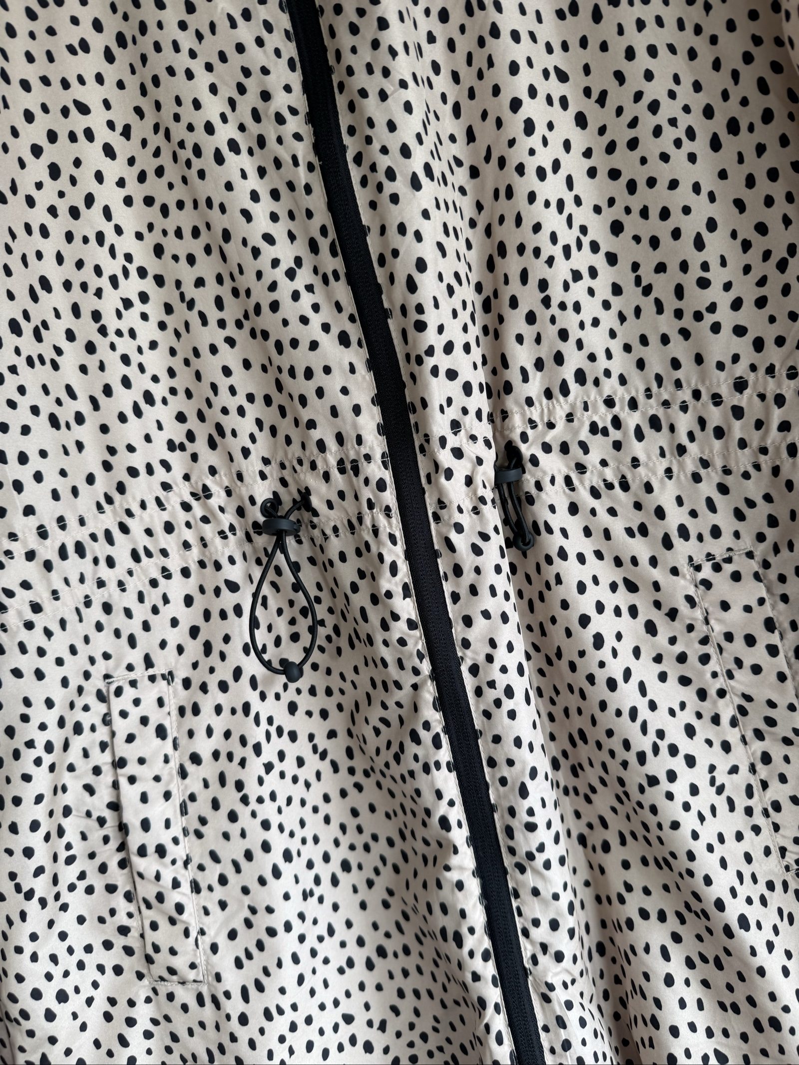 Tu Beige & Black Polka Dot Hooded Raincoat Lightweight Jacket UK Small S image 4