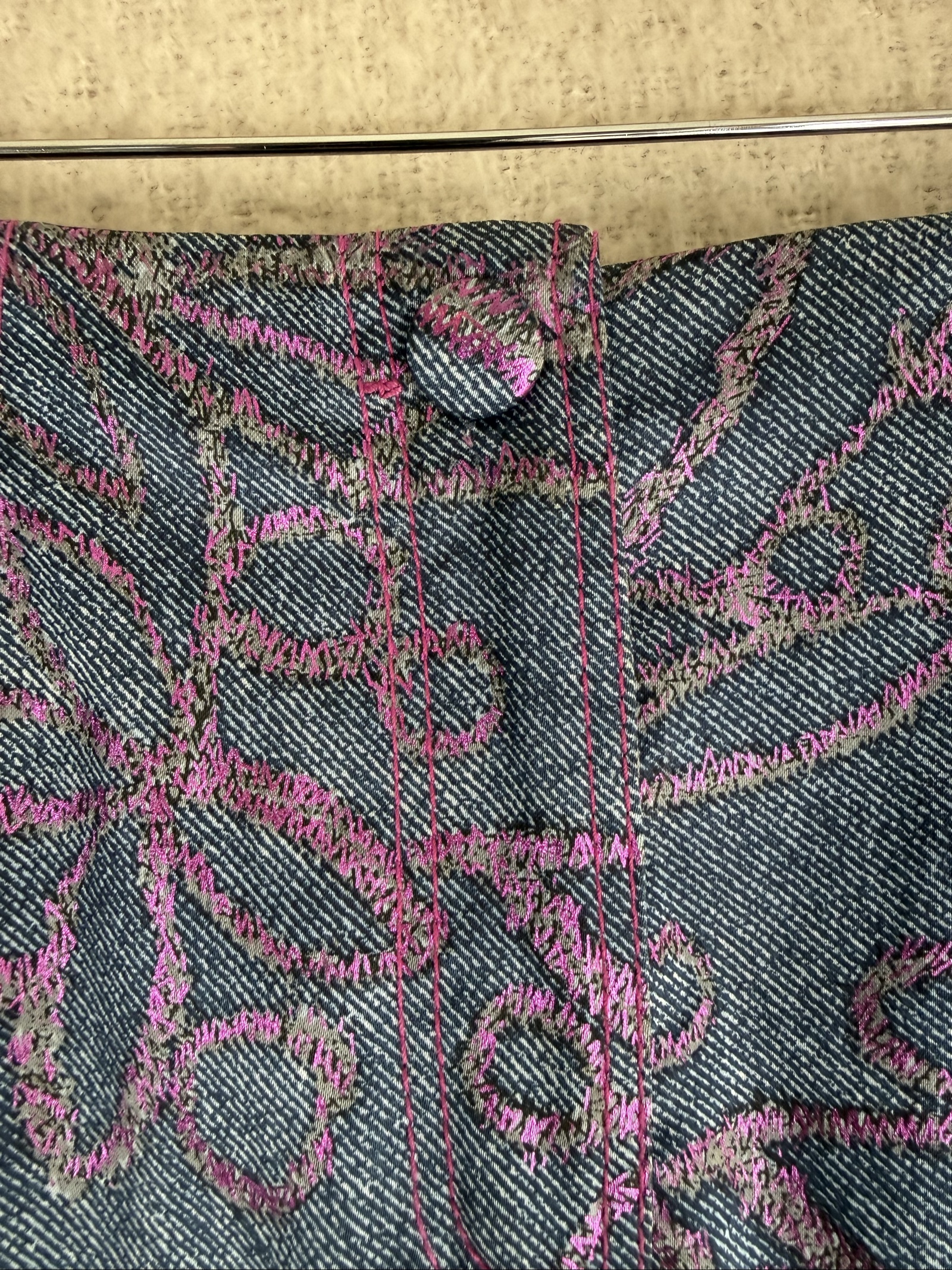 Julien Macdonald Purple Floral Denim Skirt UK 12 Stylish Midi Pencil Skirt image 4