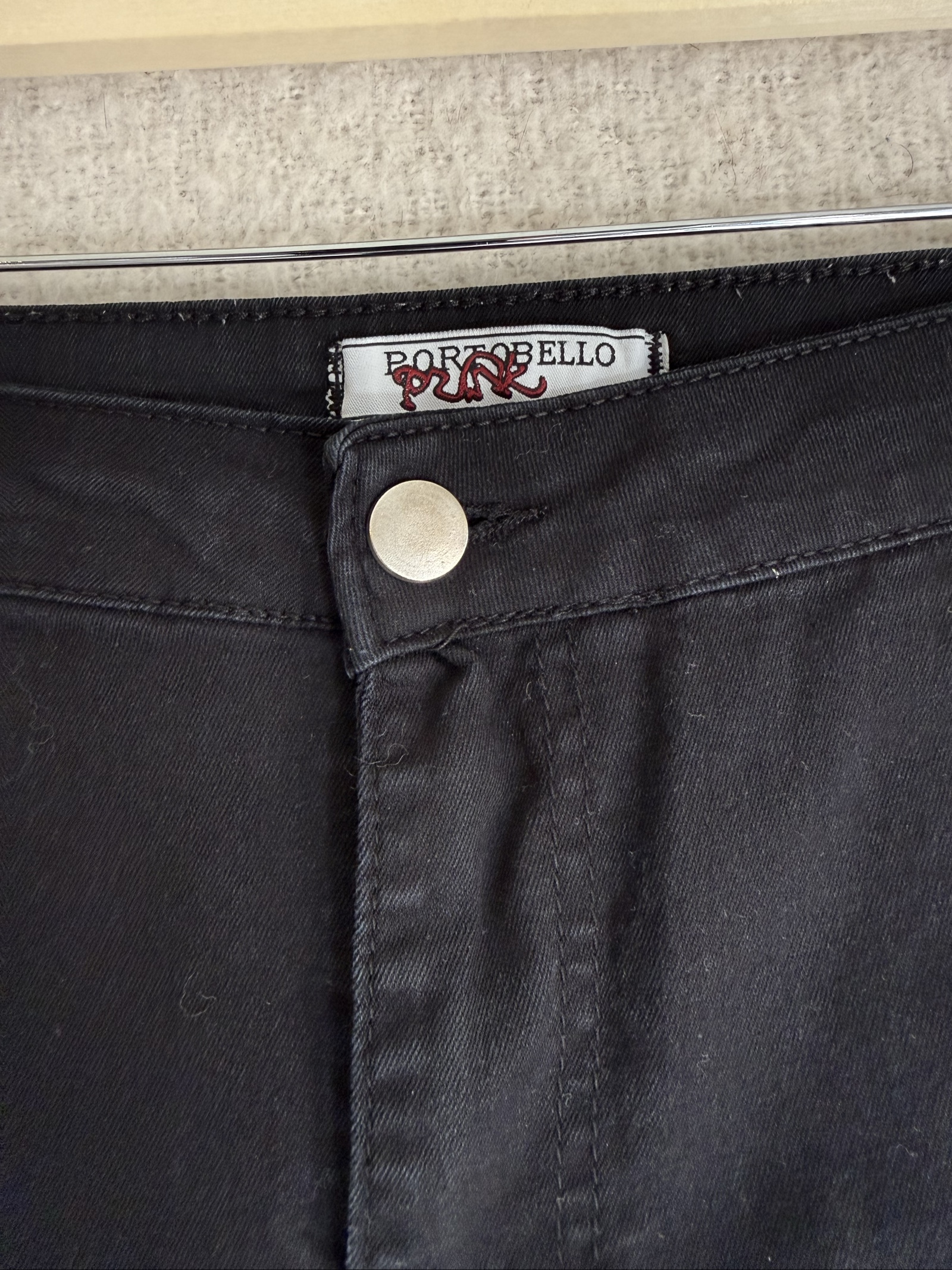 Portobello Punk Black Ripped Skinny Jeans UK 14 Distressed Fit Trousers image 2