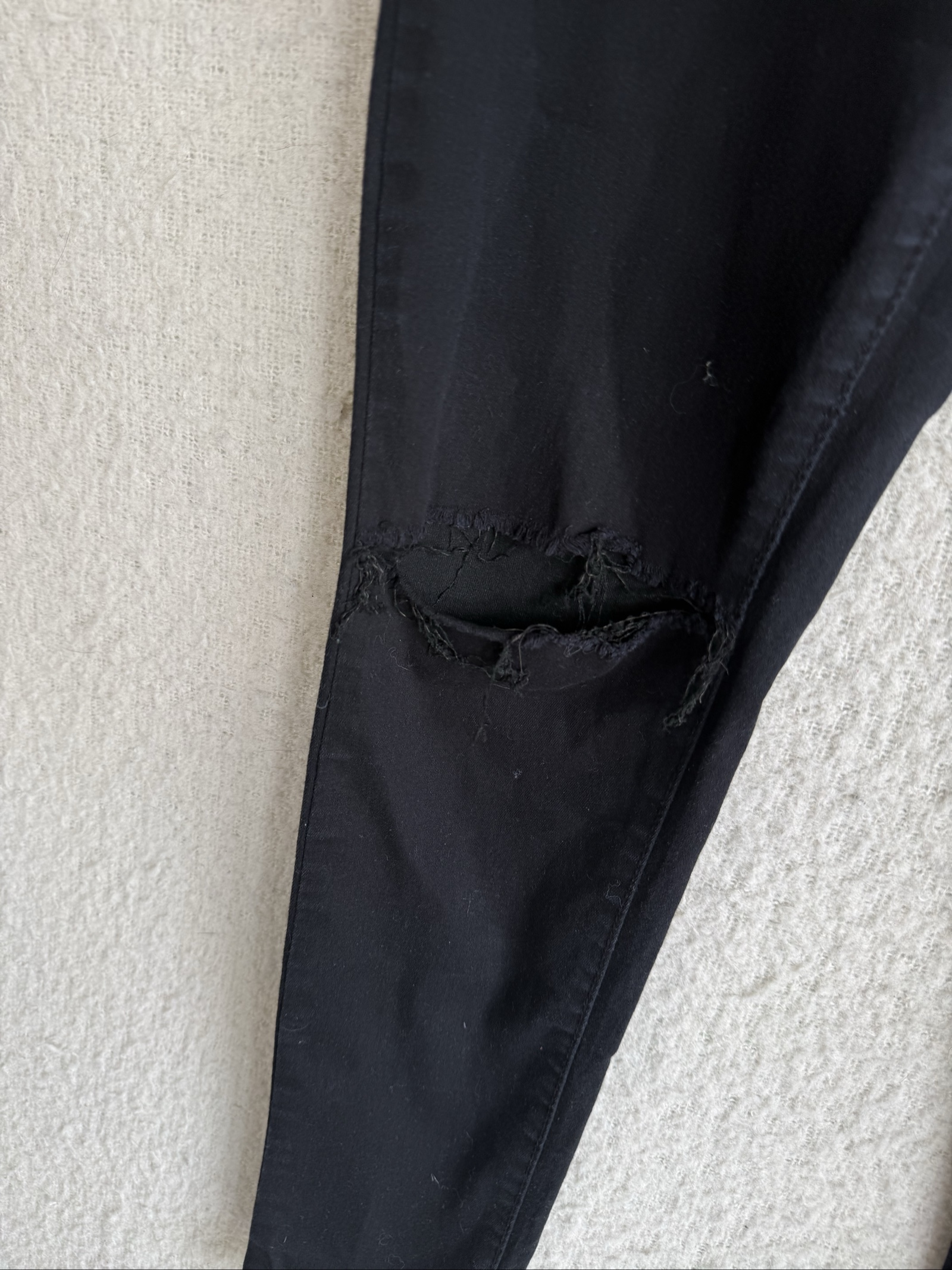 Portobello Punk Black Ripped Skinny Jeans UK 14 Distressed Fit Trousers image 3