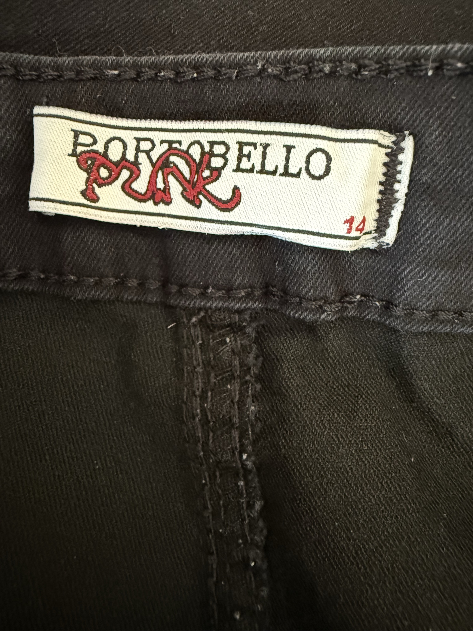 Portobello Punk Black Ripped Skinny Jeans UK 14 Distressed Fit Trousers image 4