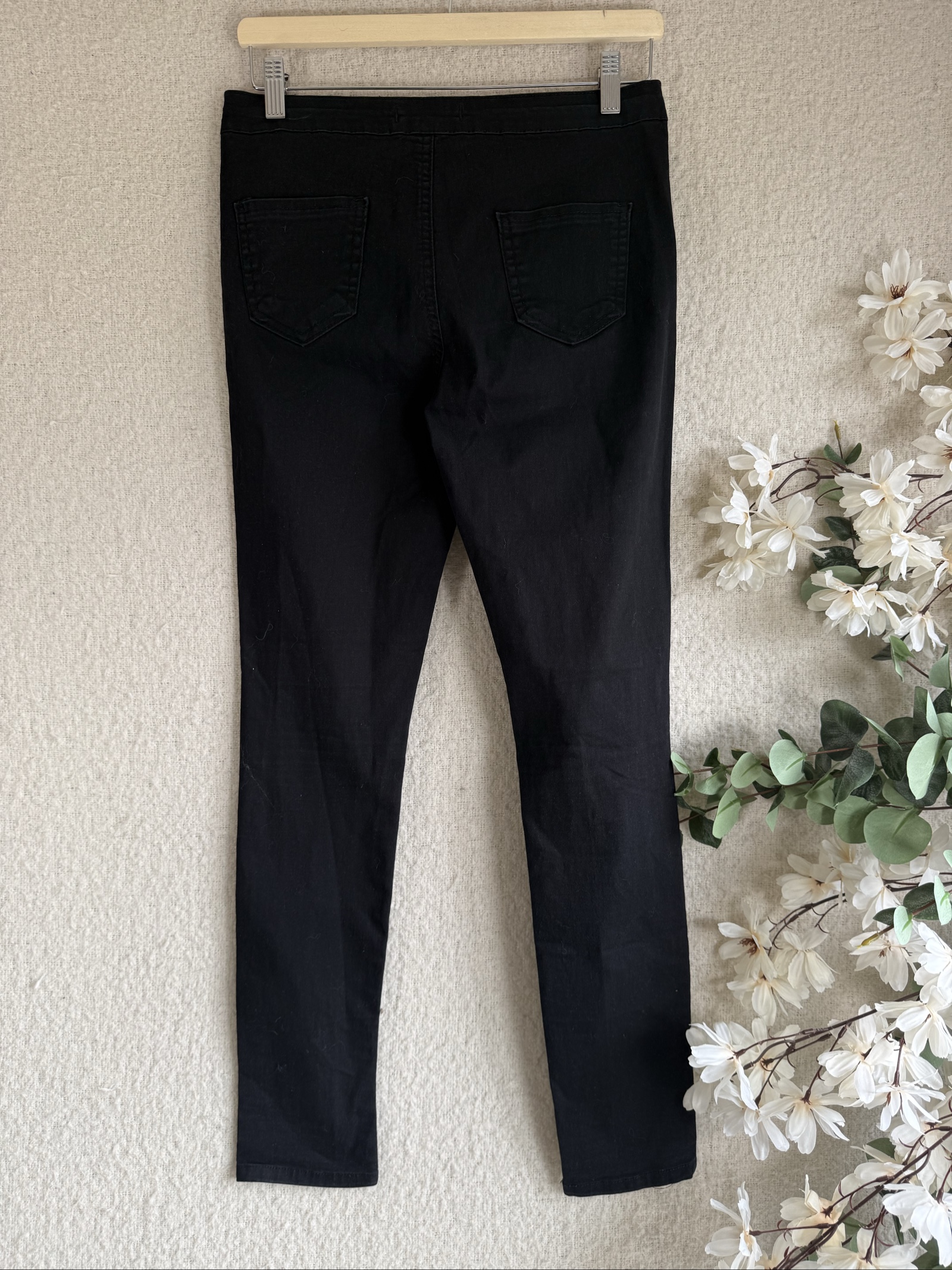 Portobello Punk Black Ripped Skinny Jeans UK 14 Distressed Fit Trousers image 5