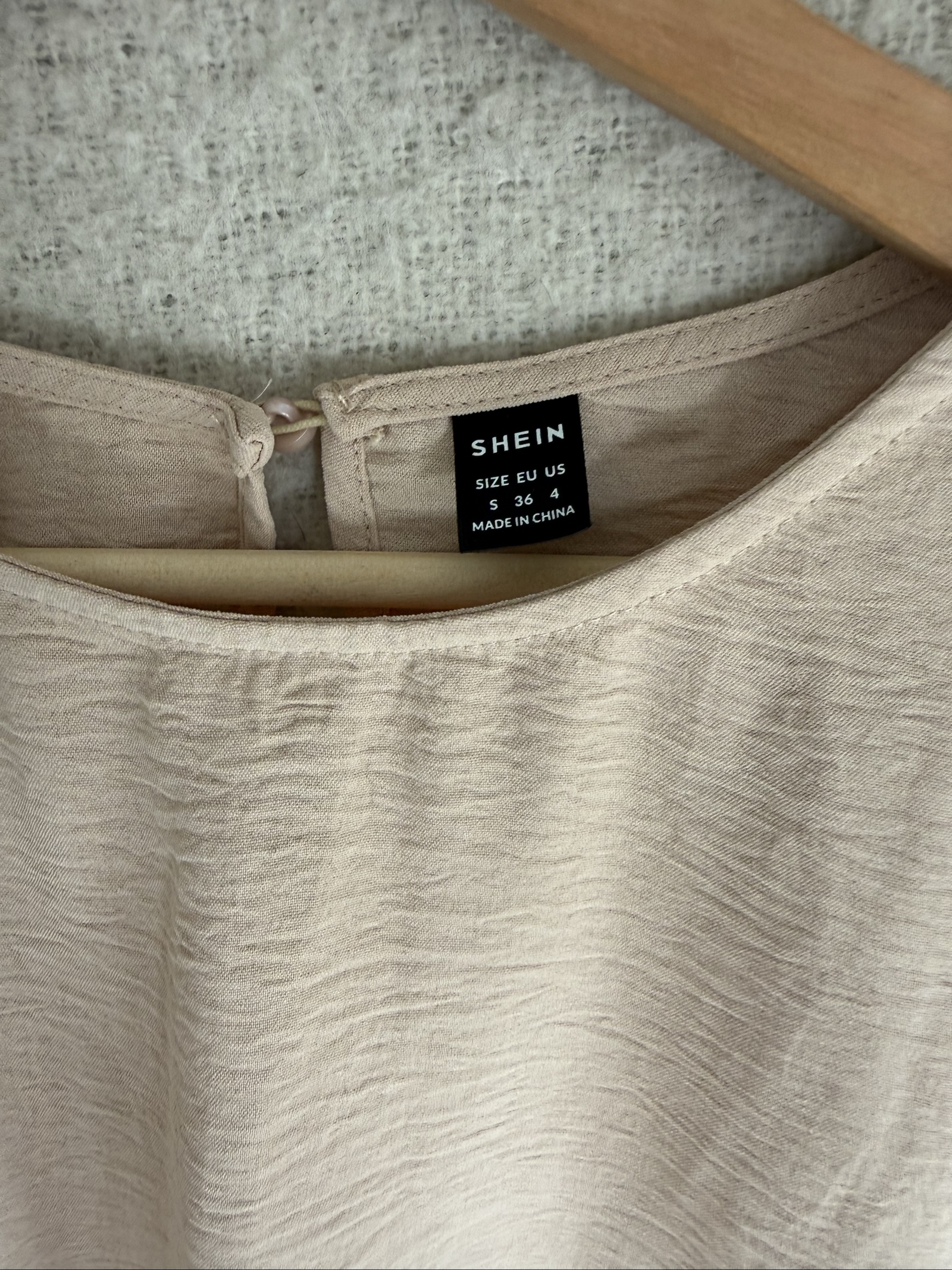 Shein Beige Knot Front Short Sleeve Top UK Small Chic Lightweight Blouse image 3