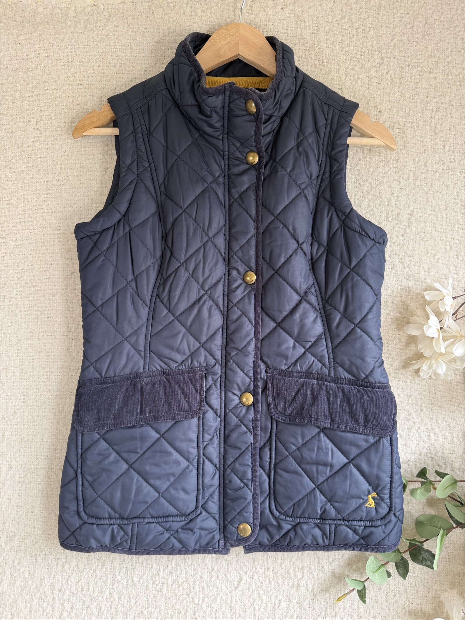 Joules Navy Quilted Sleeveless Gilet UK 10 Quilted Puffer Vest Outerwear
