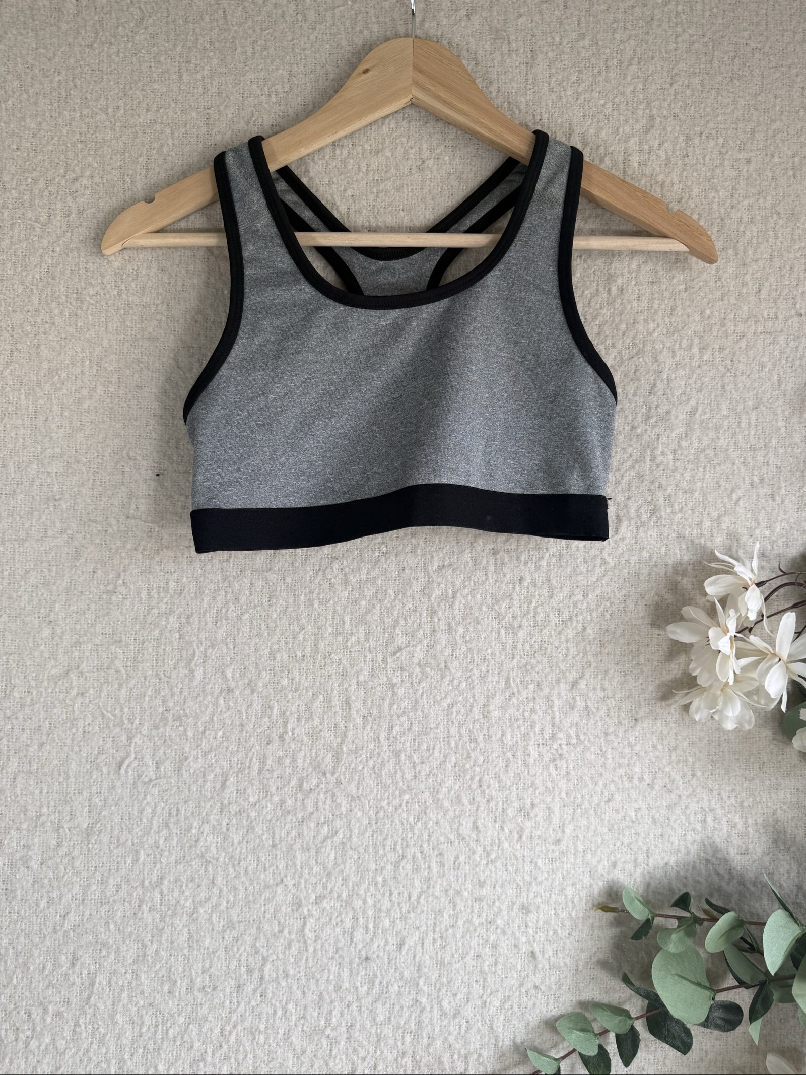 Danskin Grey & Black Sports Bra UK Small Racerback Activewear