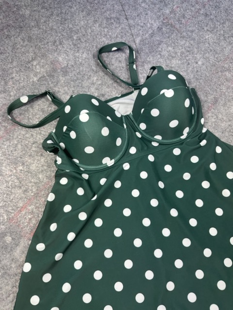 Unbranded Green & White Polka Dot Tankini Set 1XL image 2