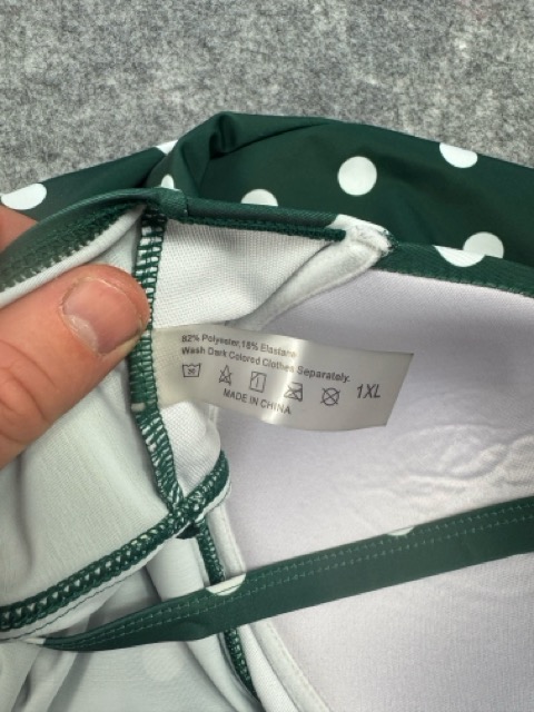 Unbranded Green & White Polka Dot Tankini Set 1XL image 4