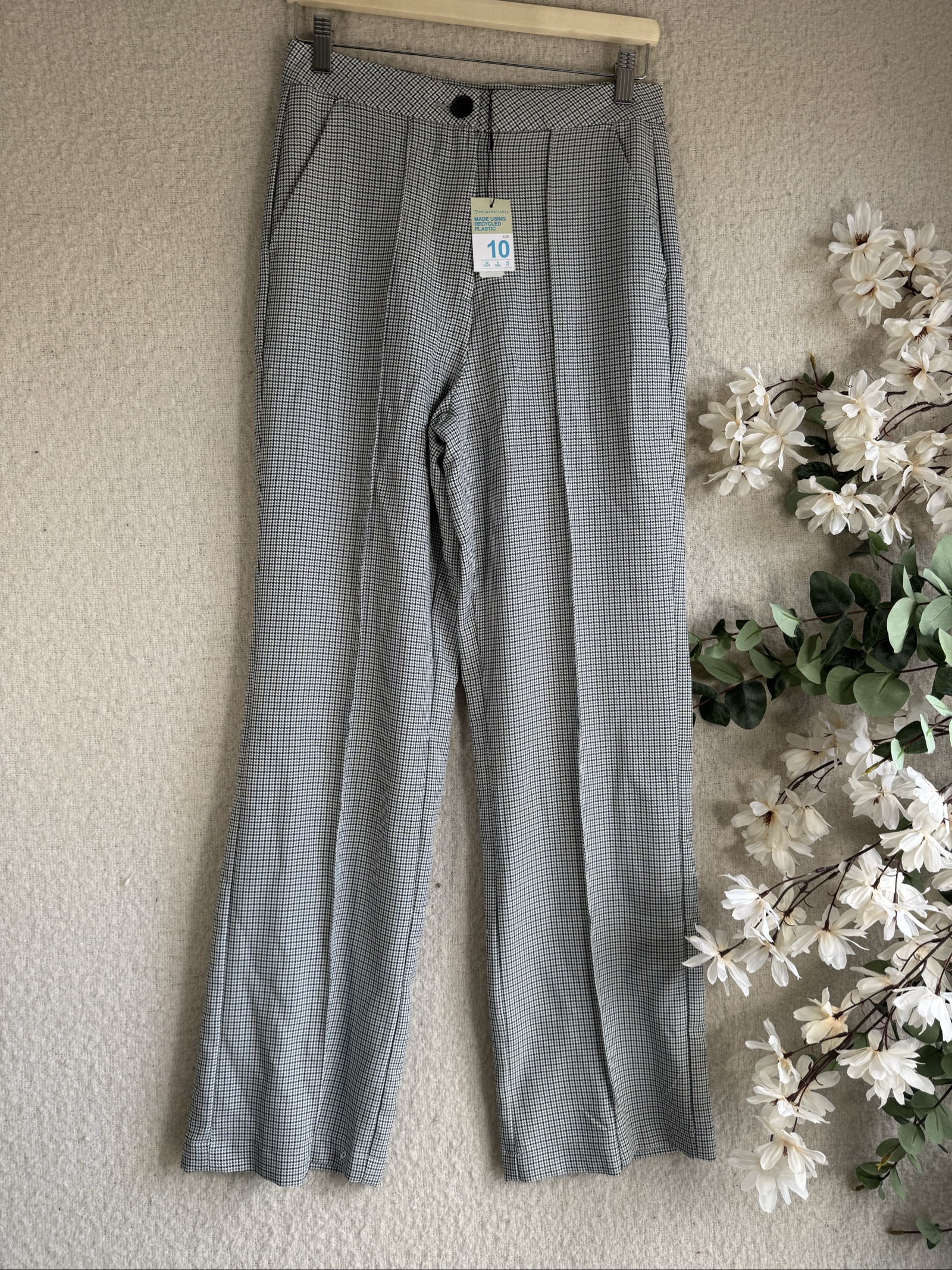 Primark Multi Colour Checked Trousers UK 10 Recycled Plastic Sustainable Style