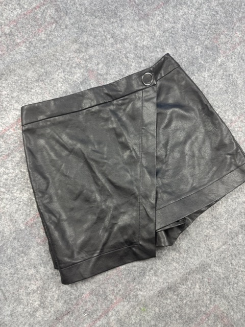 River Island Black Faux Leather Wrap Shorts UK 10 image 2