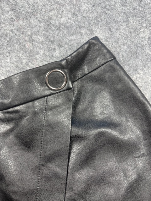 River Island Black Faux Leather Wrap Shorts UK 10 image 3