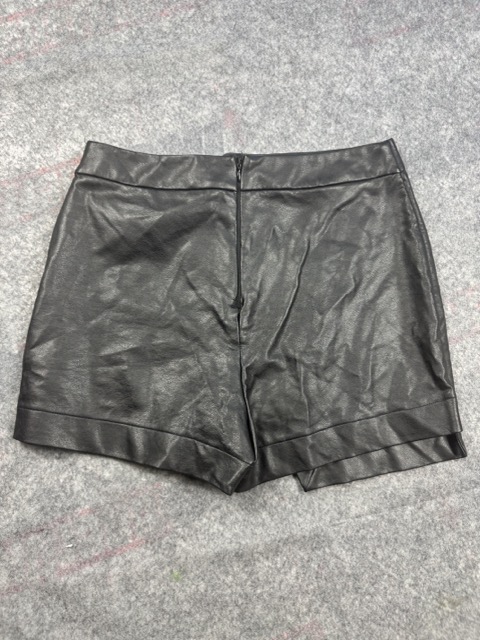 River Island Black Faux Leather Wrap Shorts UK 10 image 5