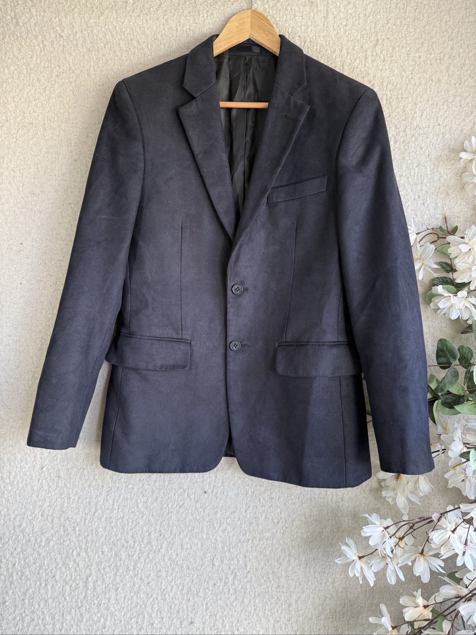 Jeff Banks Black Classic Two Button Blazer Jacket 38R Slim Fit Formal Wear
