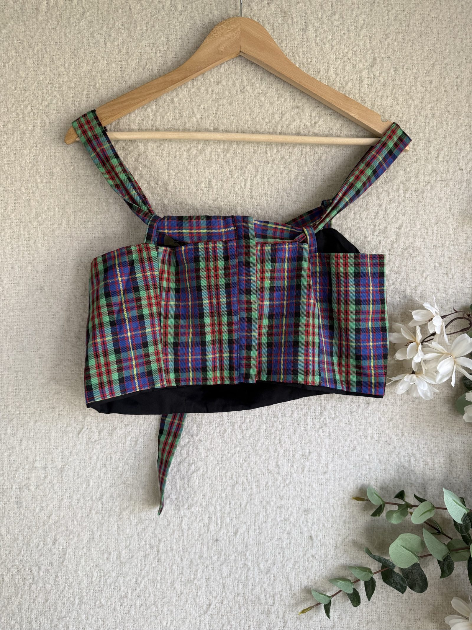 The Ragged Priest Green & Blue Tartan Crop Top UK Medium Trendy Buckle Detail image 5