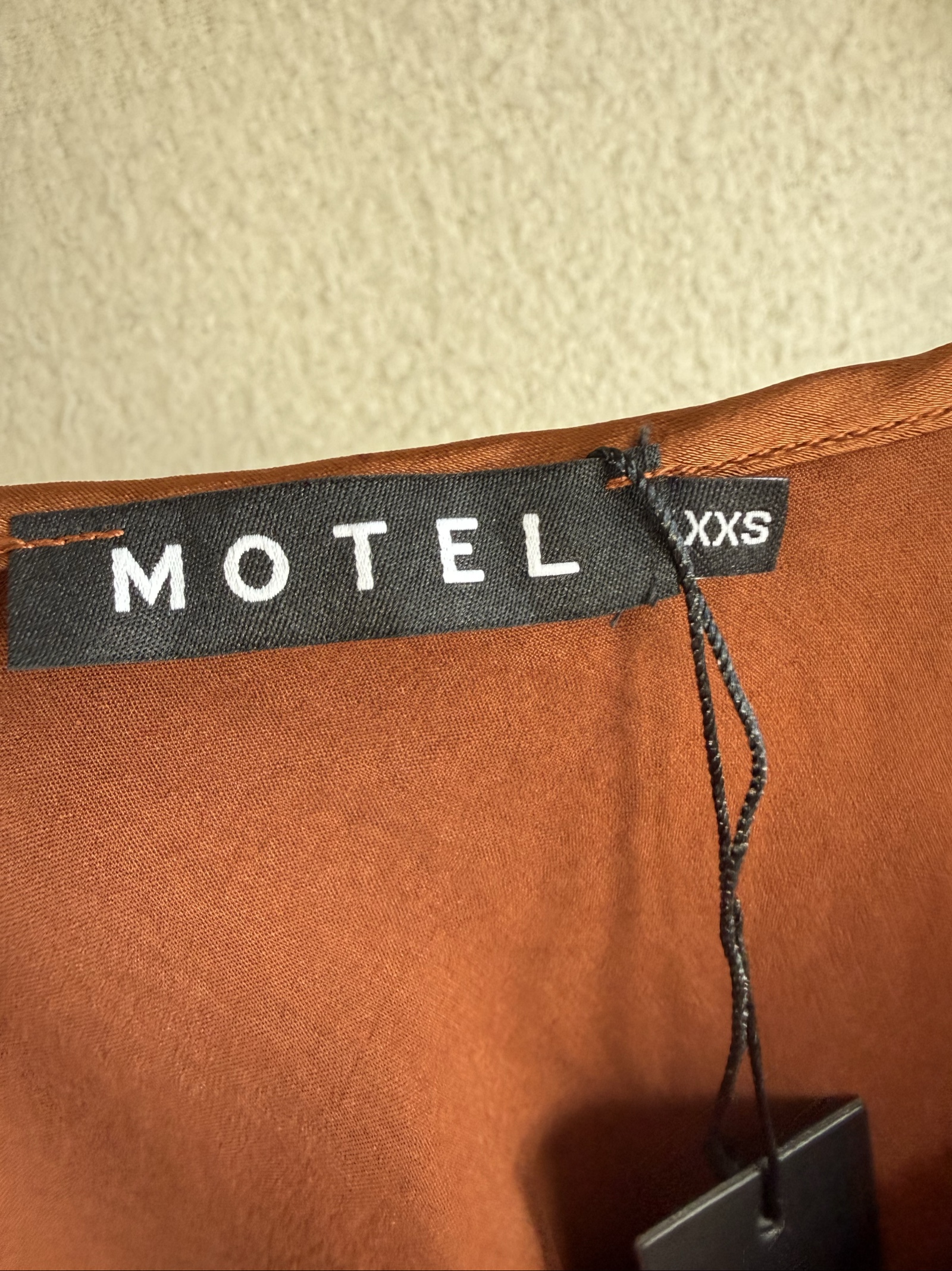 Motel Brown Cowl Neck Slip Dress UK XXS Satin Rust Elegant Summer Party image 3