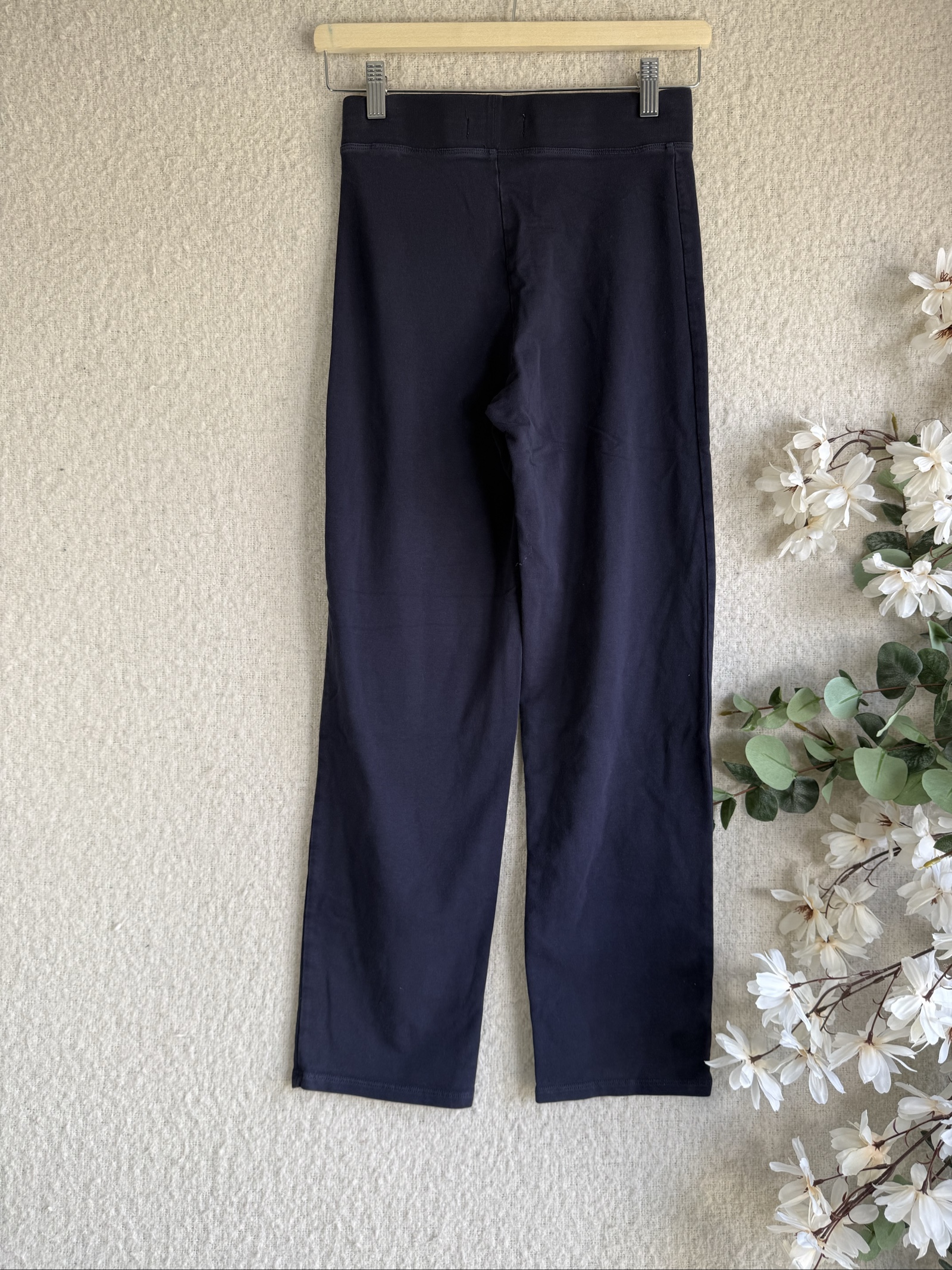 M&S Navy Blue Slim Fit Cotton Blend Trousers UK 6 Stylish Casual Bottoms image 4