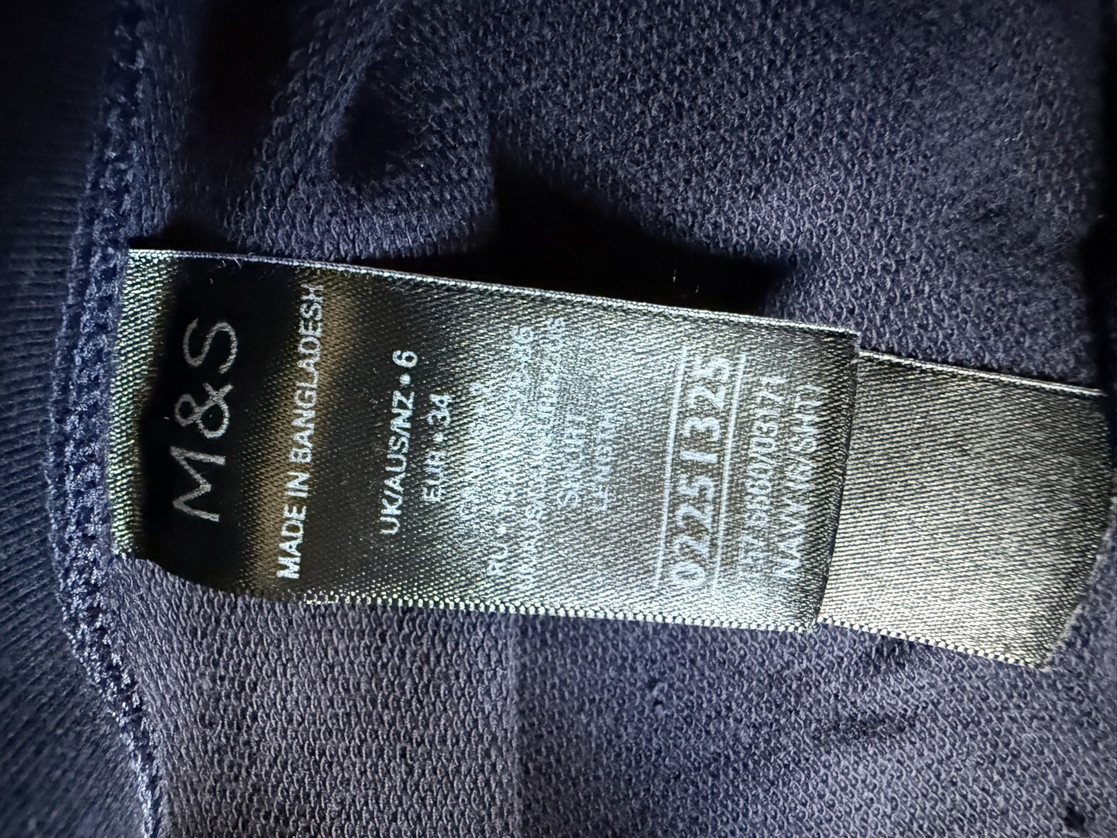 M&S Navy Blue Slim Fit Cotton Blend Trousers UK 6 Stylish Casual Bottoms image 5