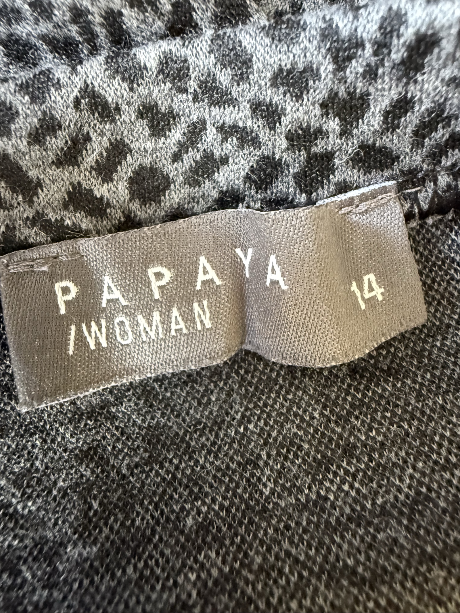 Papaya Grey & Black Animal Print Pencil Skirt UK 14 Stretchy Casual Chic image 3