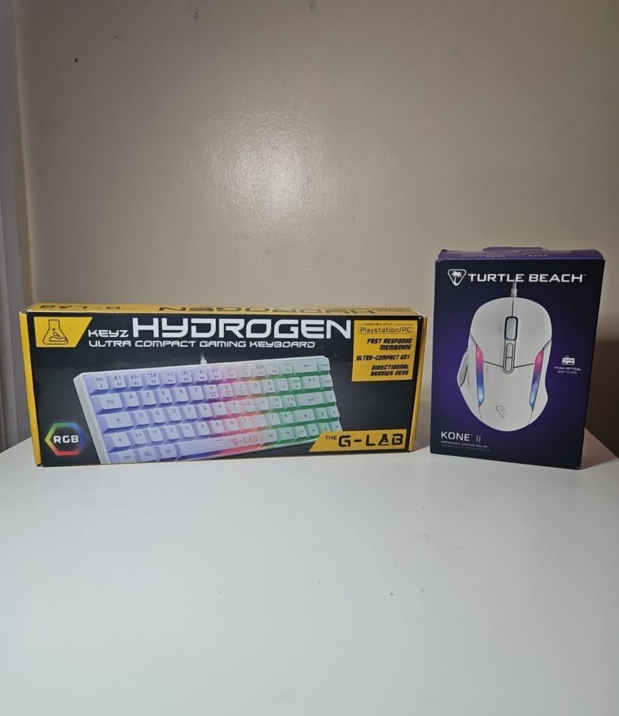 G-Lab White Hydrogen Ultra Compact Keyboard & Turtle Beach Kone II White RGB Mouse