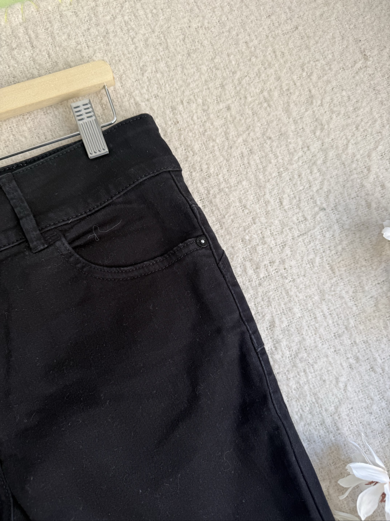 Black Skinny Waist Enhancer Jeans Women's Size UK 10 Long Stretch Denim Pants image 2