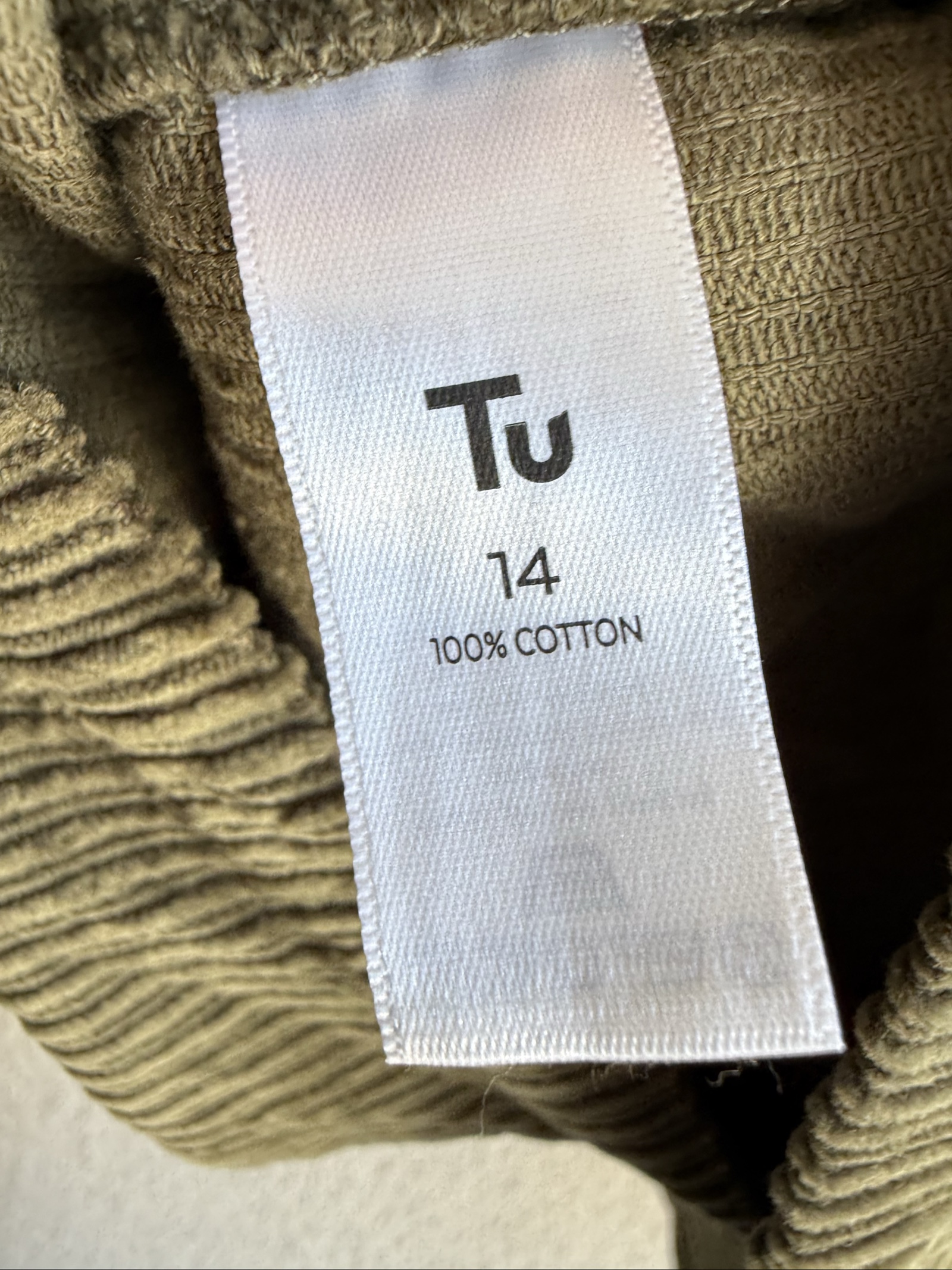 Tu Olive Green Corduroy Pinafore Dress UK 14 Zip Front Pocket Casual Style image 7