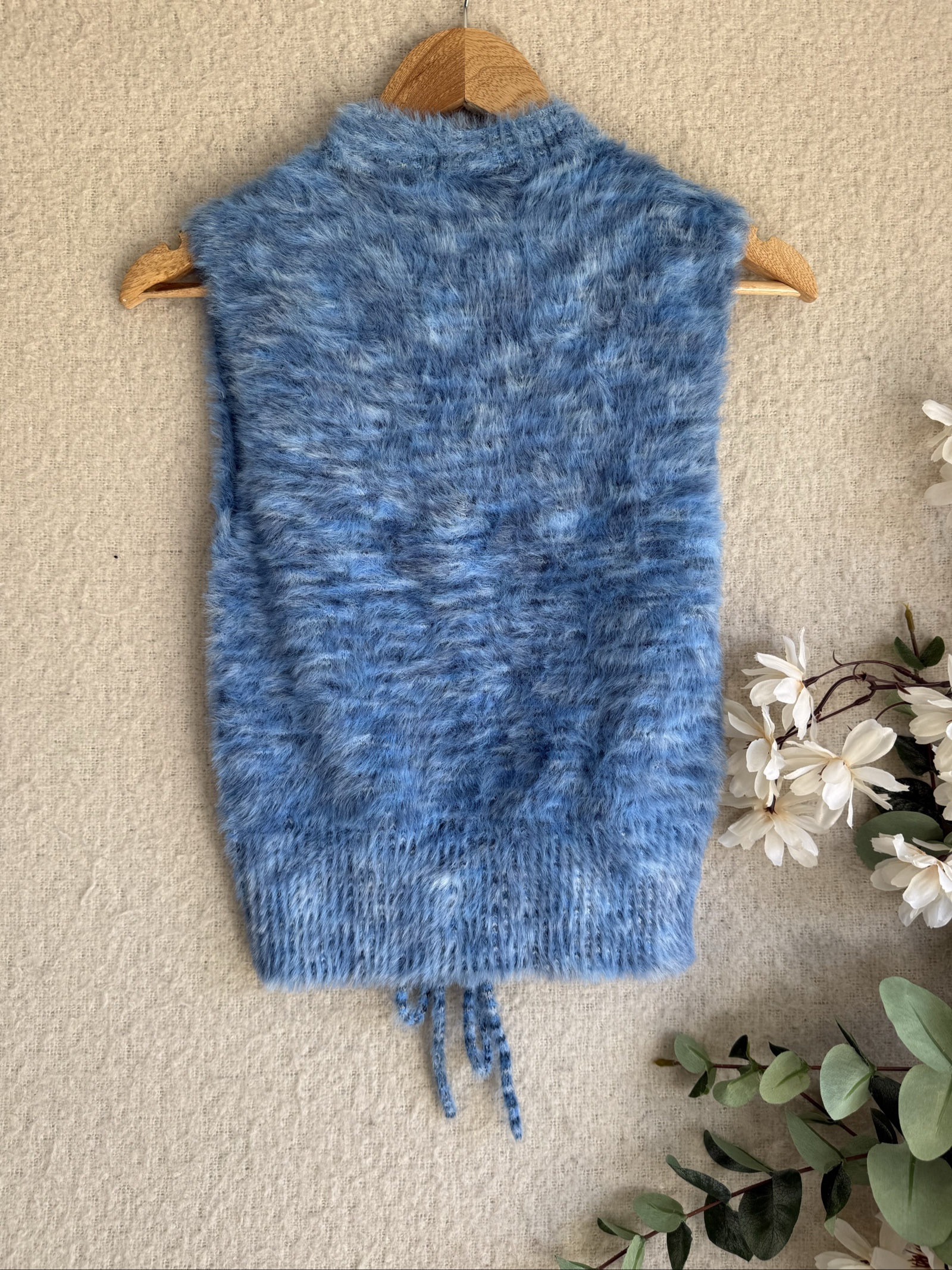 The Ragged Priest Blue Eyelash Lace Up Vest Top UK 14 Soft Knitwear Stylish image 5