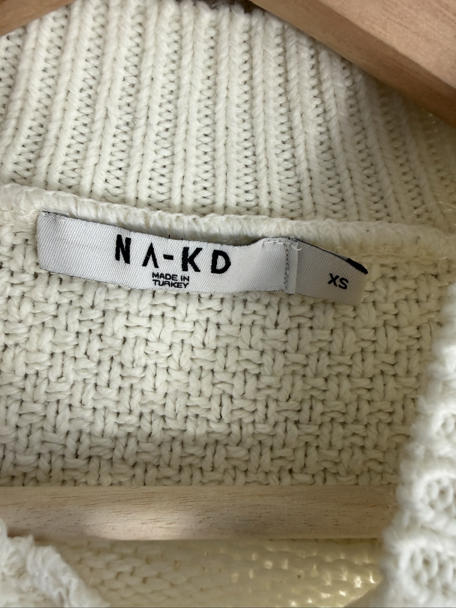 NA-KD Cream Cable Knit Oversized Sweater XS Soft Warm Casual Jumper image 3
