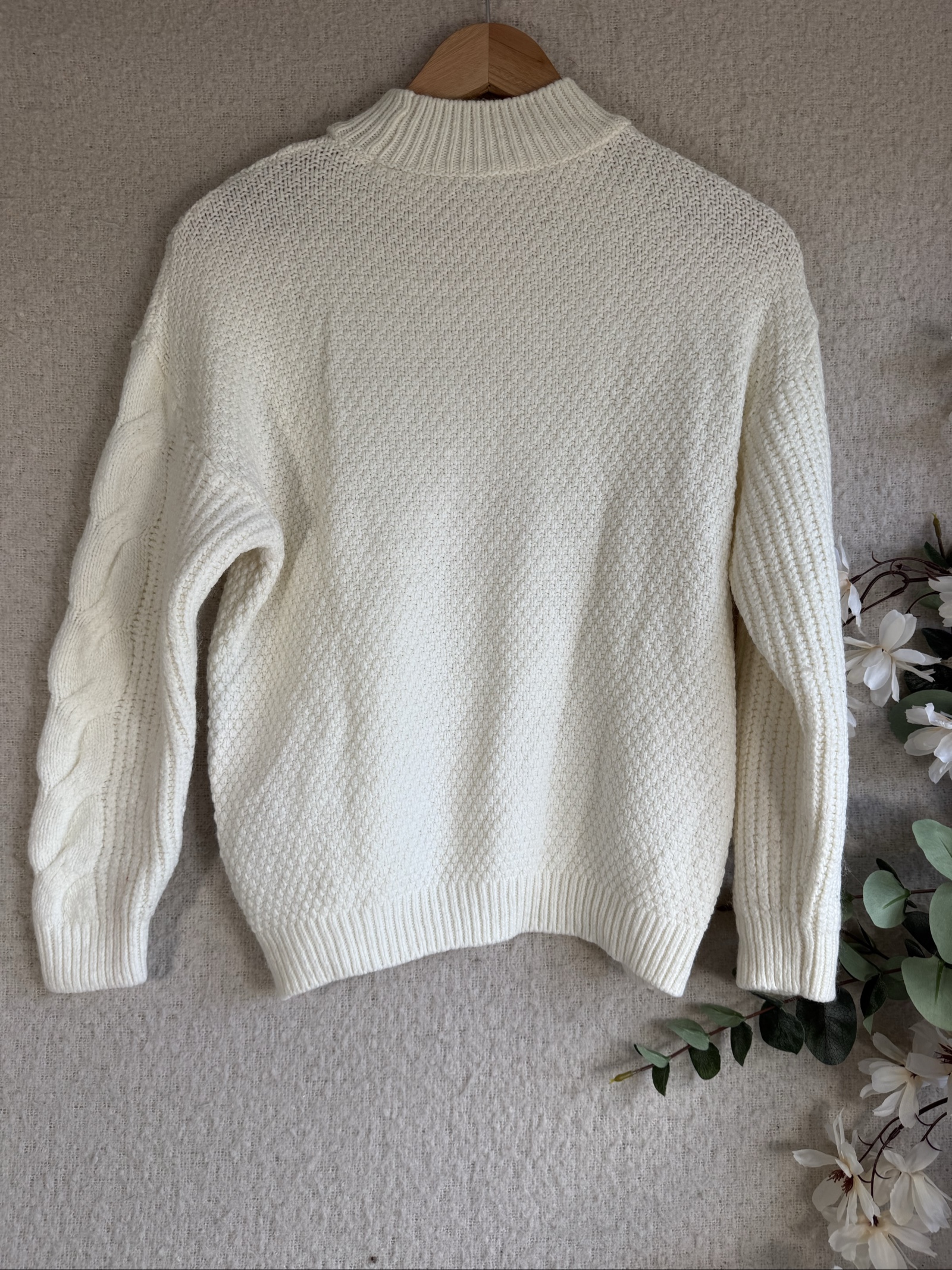 NA-KD Cream Cable Knit Oversized Sweater XS Soft Warm Casual Jumper image 4