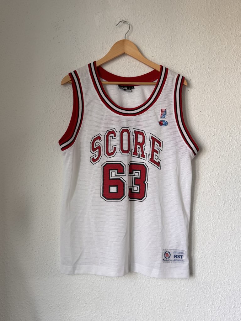 Restricted White & Red Score 63 Basketball Jersey XL 2910