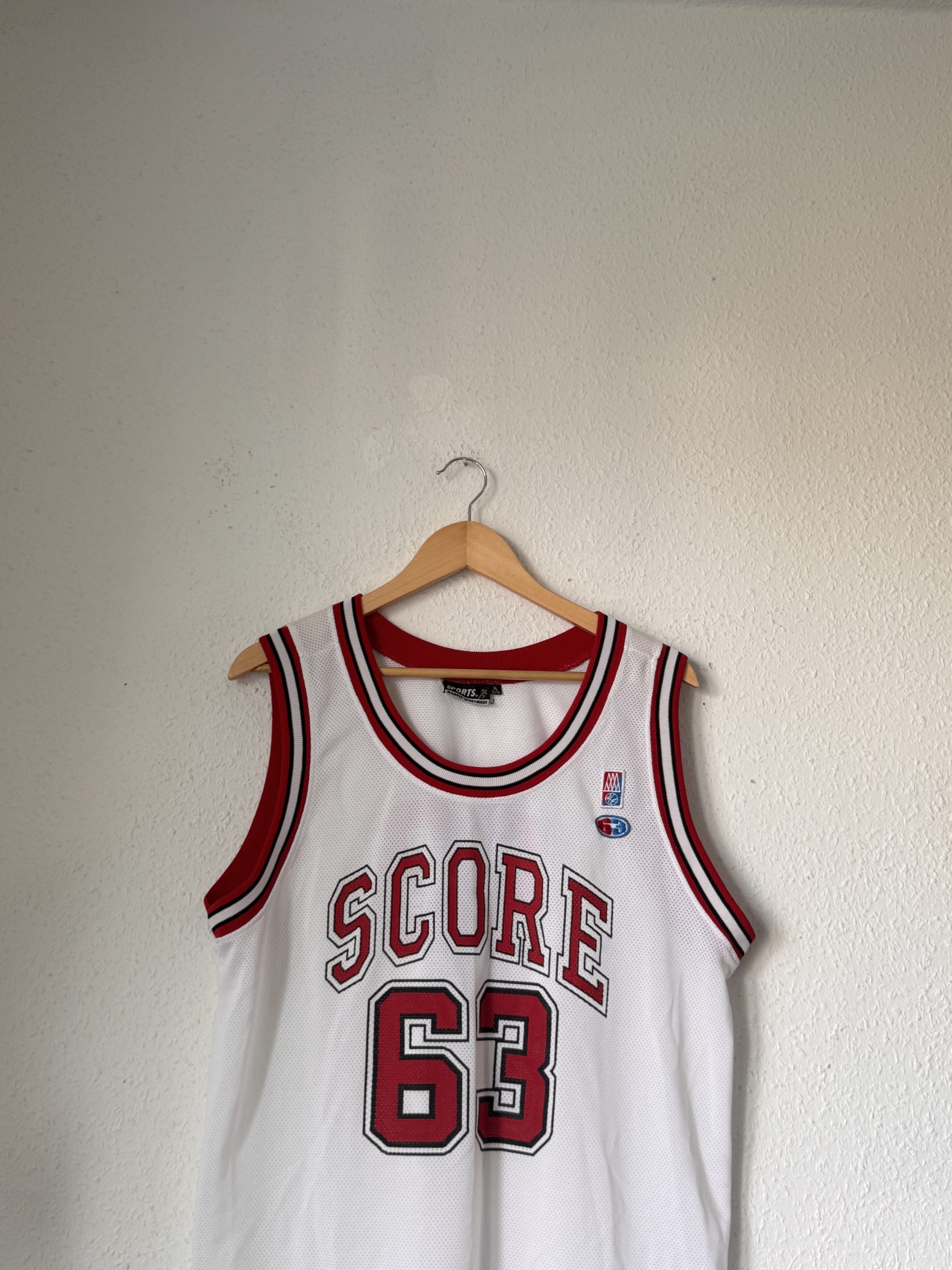 Restricted White & Red Score 63 Basketball Jersey XL 2910 image 2
