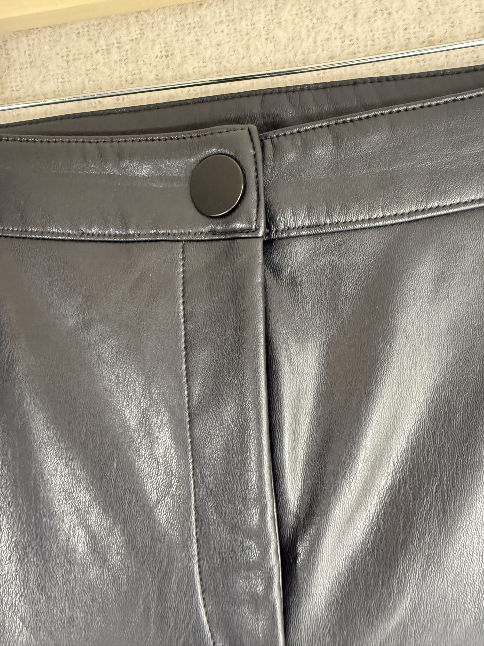 F&F Black Faux Leather Slim Fit Trousers UK 14 Classic Style Pants image 3