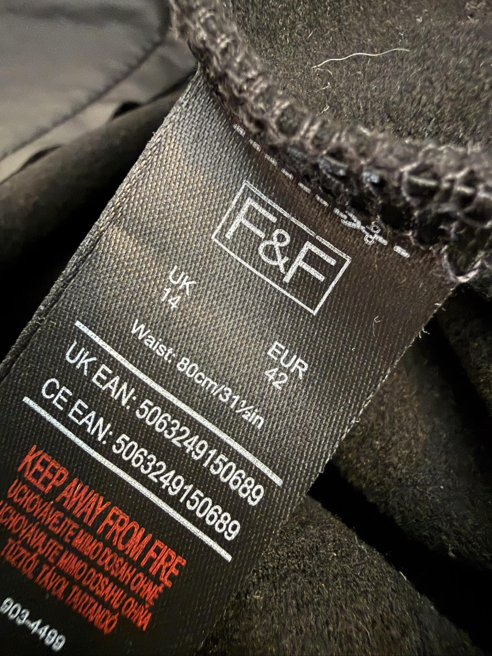 F&F Black Faux Leather Slim Fit Trousers UK 14 Classic Style Pants image 6