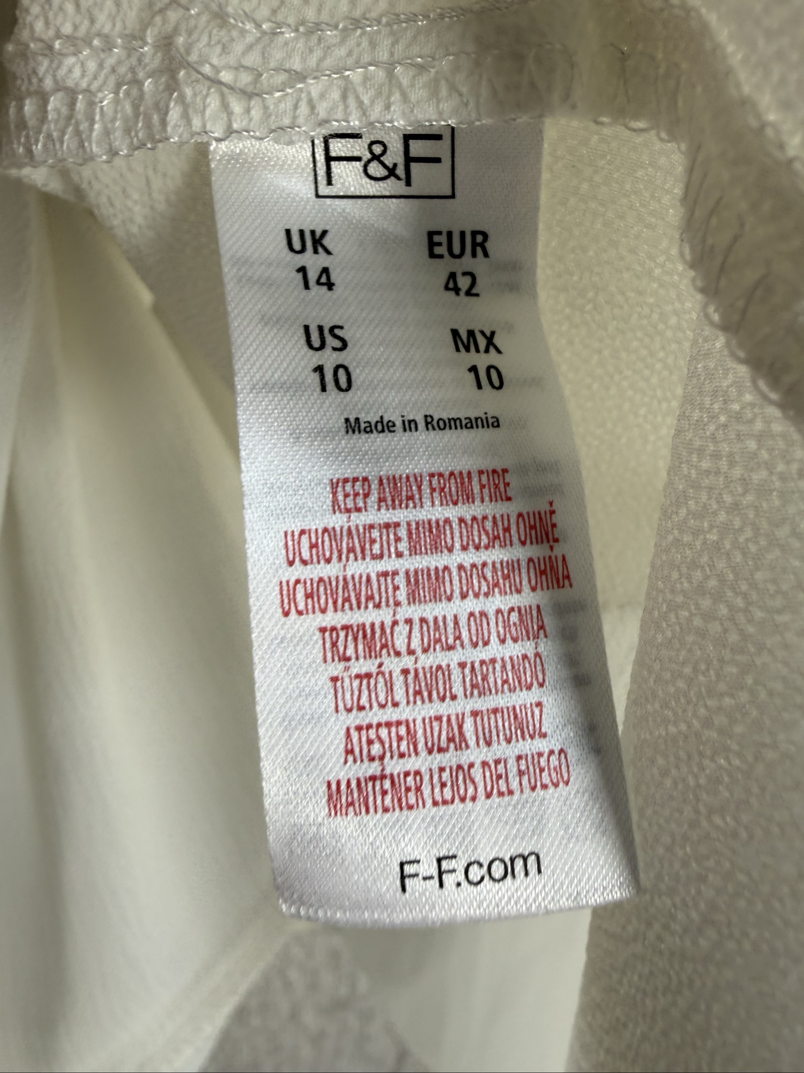 F&F White Spaghetti Strap Summer Cami Top UK 14 Chiffon Tie Front Layered image 5