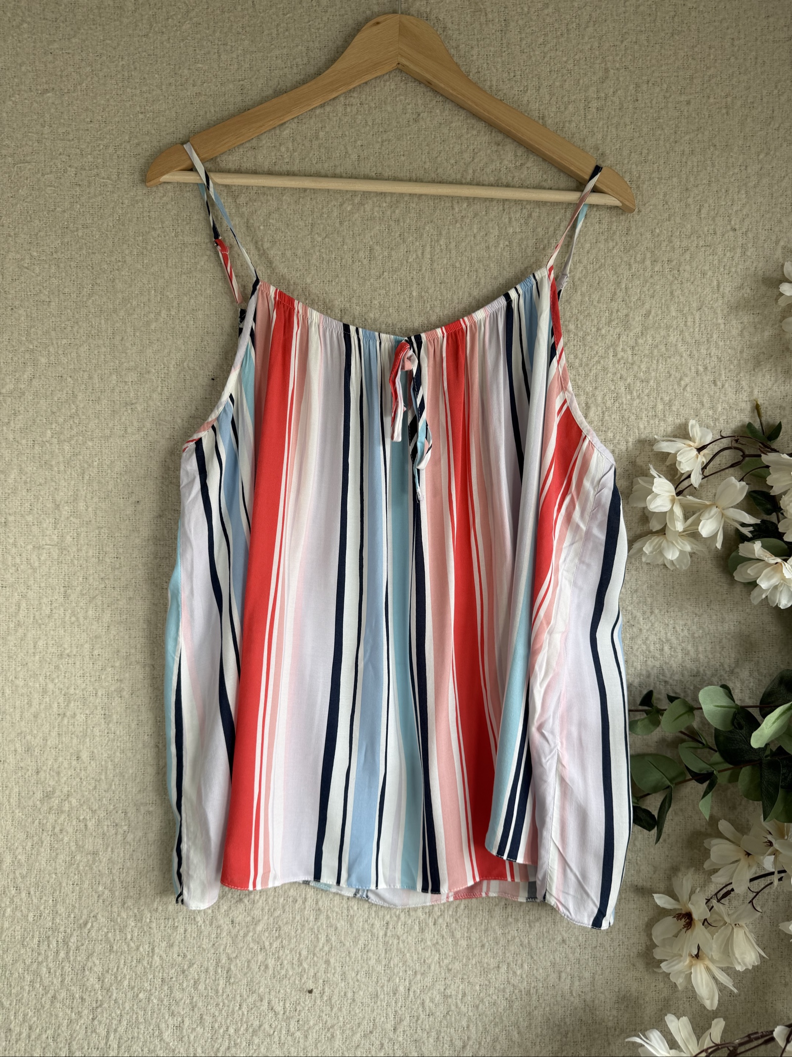 George Multicolor Stripe Viscose Summer Cami Top UK 18 Lightweight Casual