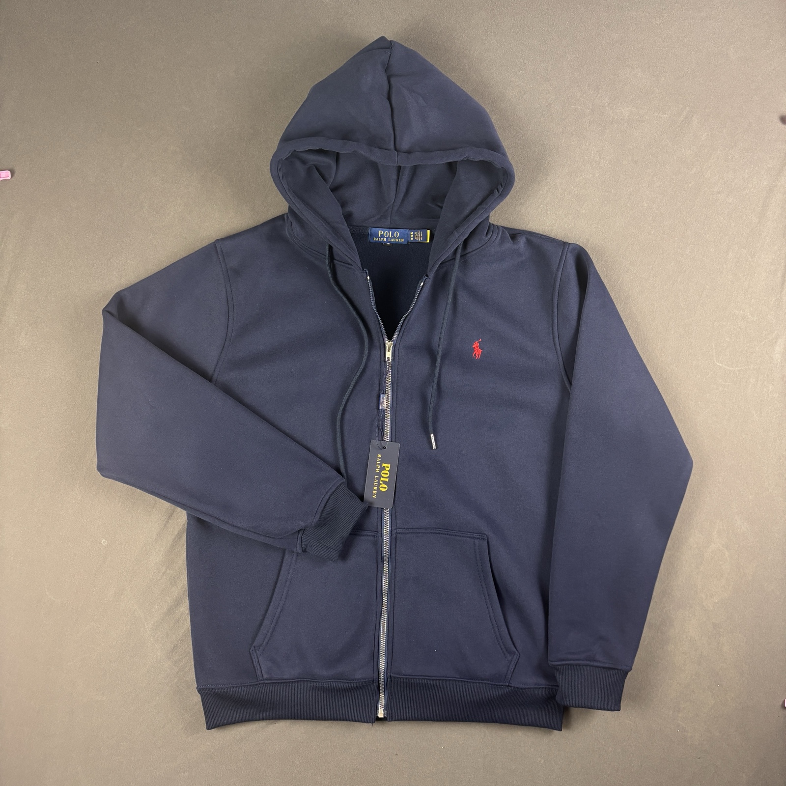 Polo Ralph Lauren Navy Hoodie Men M Red Logo