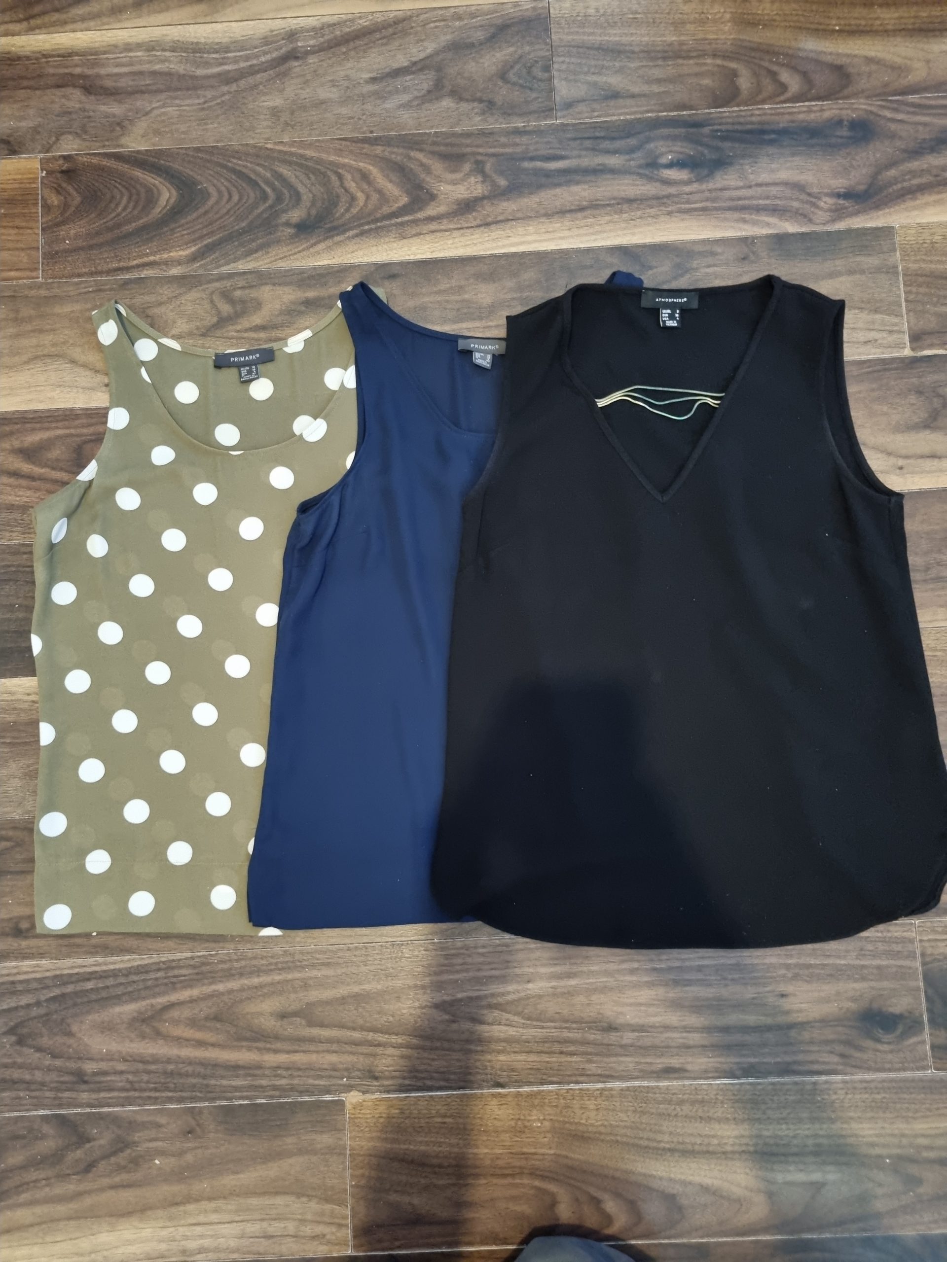 Primark and Atmosphere green blue and black sleevless tops UK 8 - 10