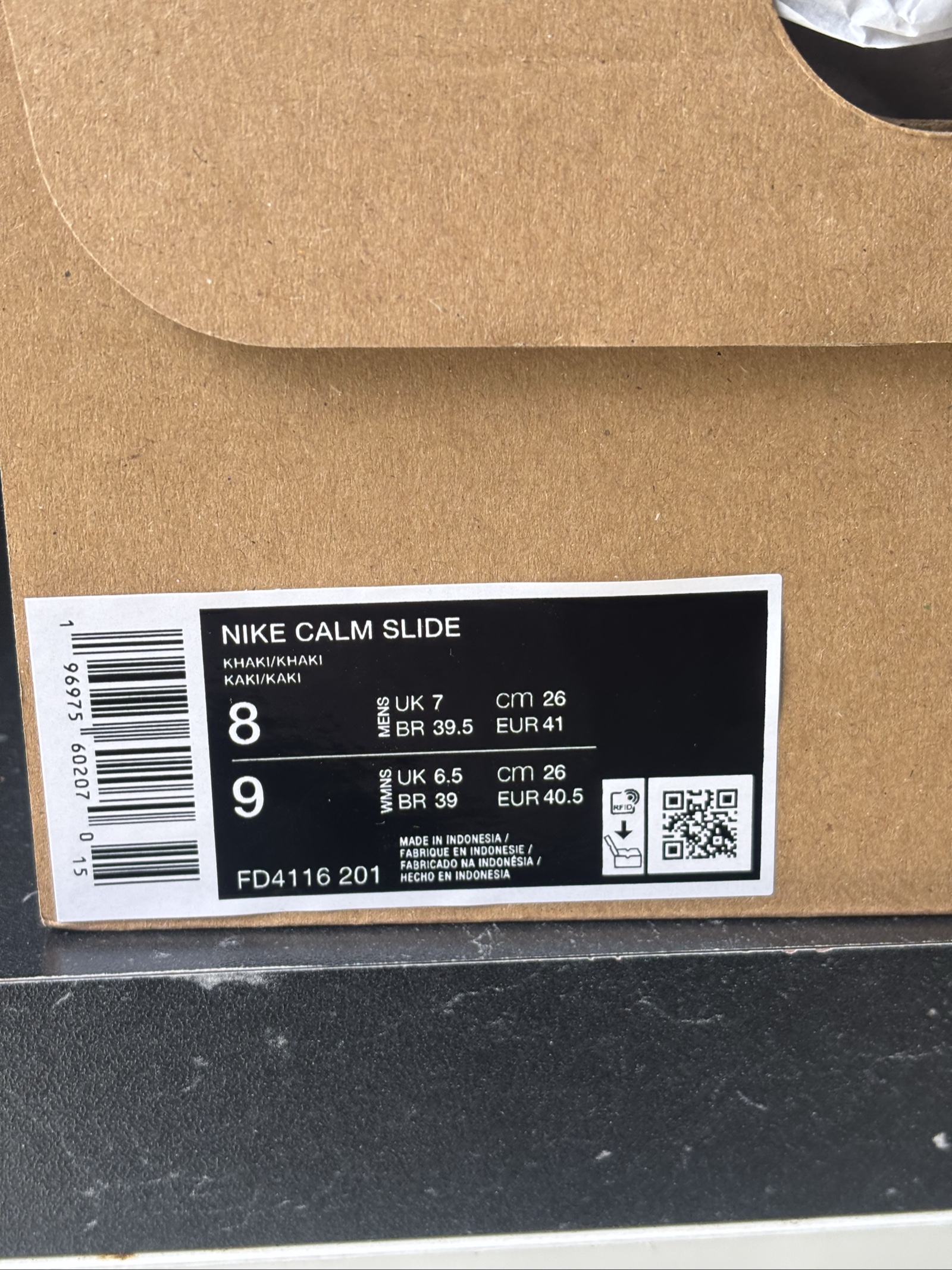 UK 7 Nike Calm Slide | Khaki FD4116-201 | New image 3