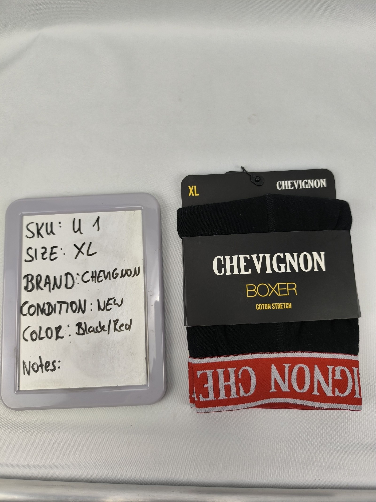 Chevignon Black & Red Boxer Shorts XL Cotton Stretch