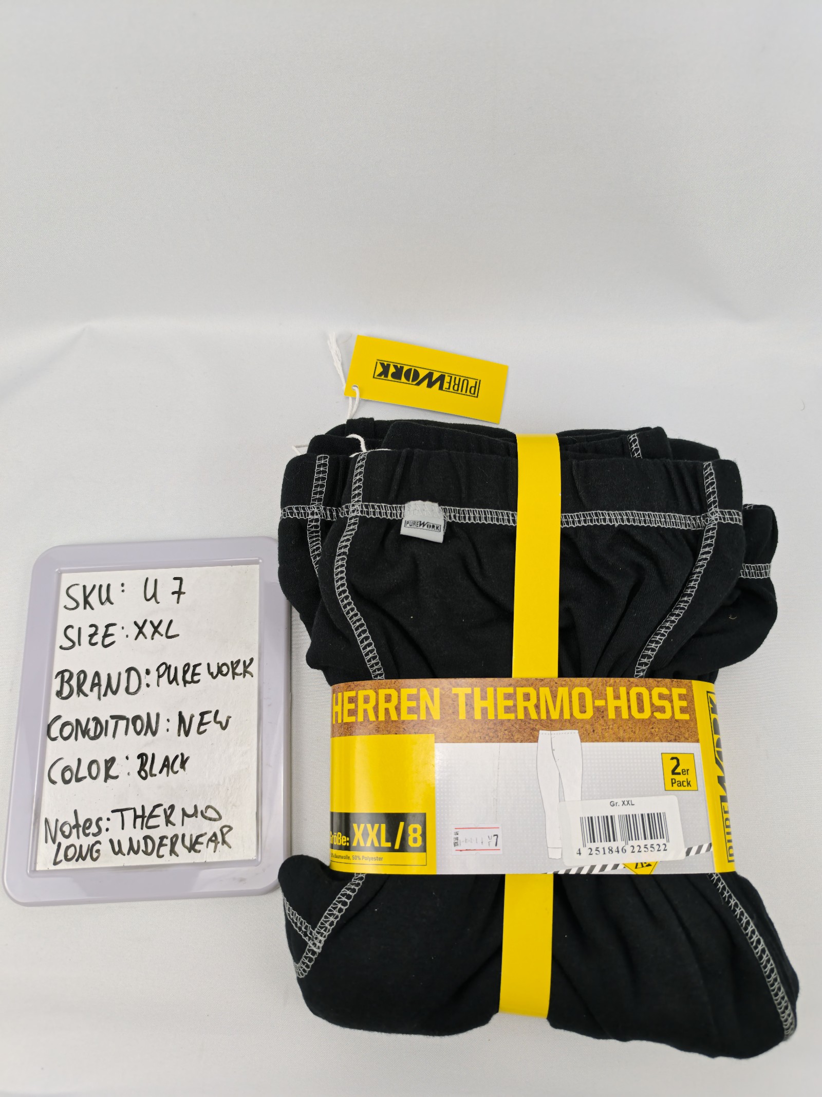 Pure Work Herren Thermounterwäsche XXL Schwarz Grau 2er-Pack Neu