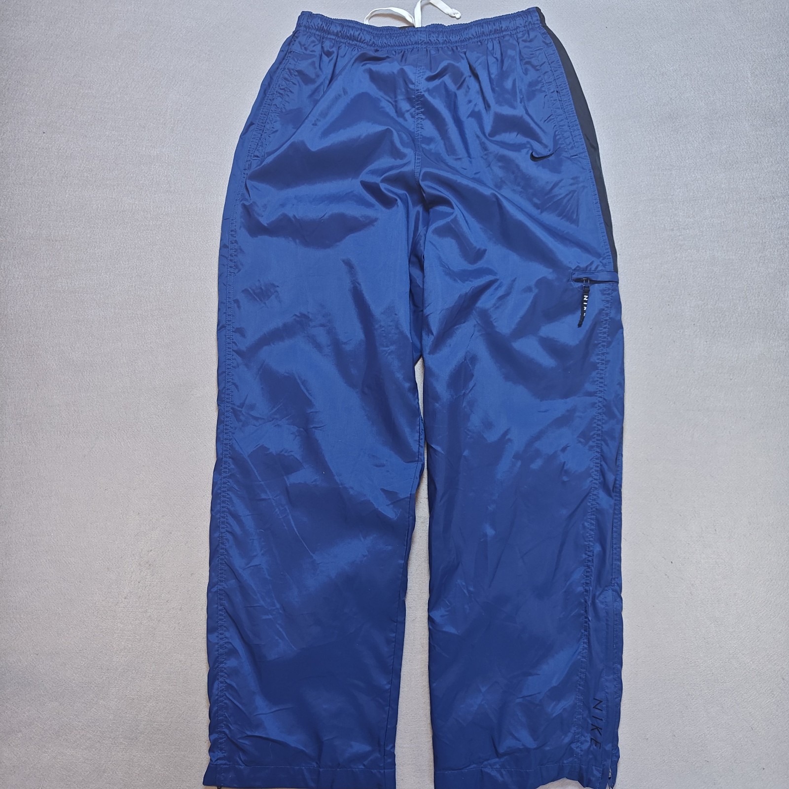Nike Y2k Baggy Wide Leg Lightweight Nylon Track Pants with net Mens Large blue