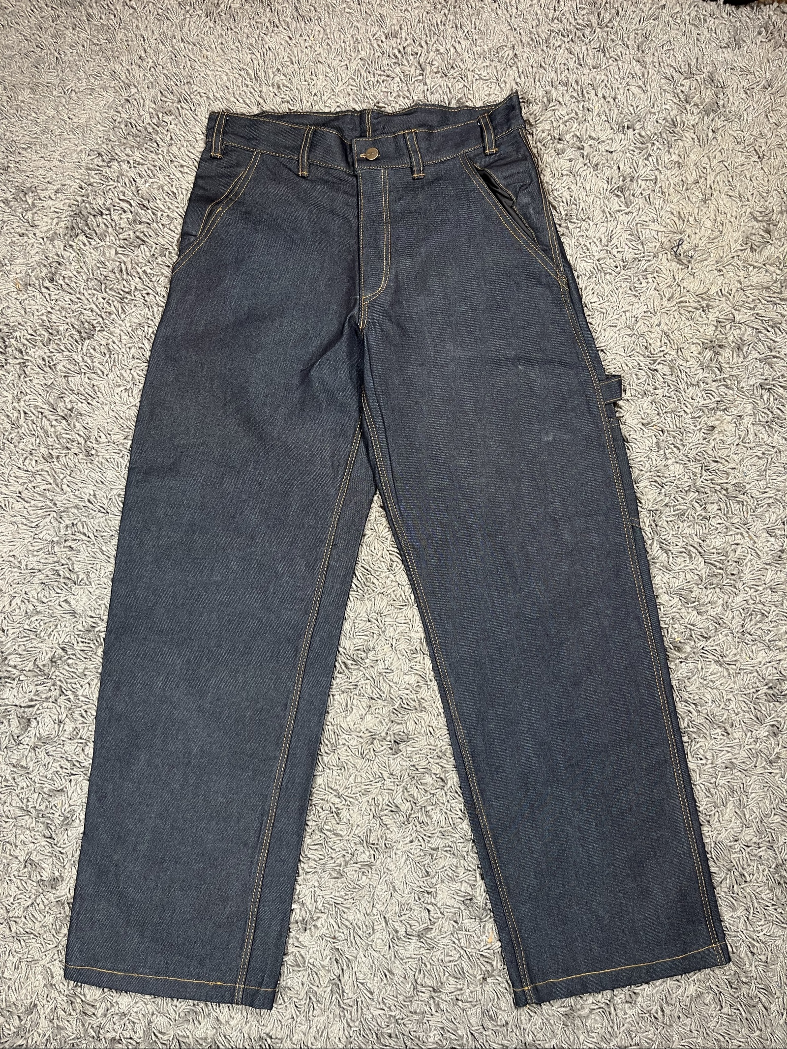 Carhartt reworked Dark Denim Workwear Jeans 34 Relaxed Fit Heavyweight Cotton